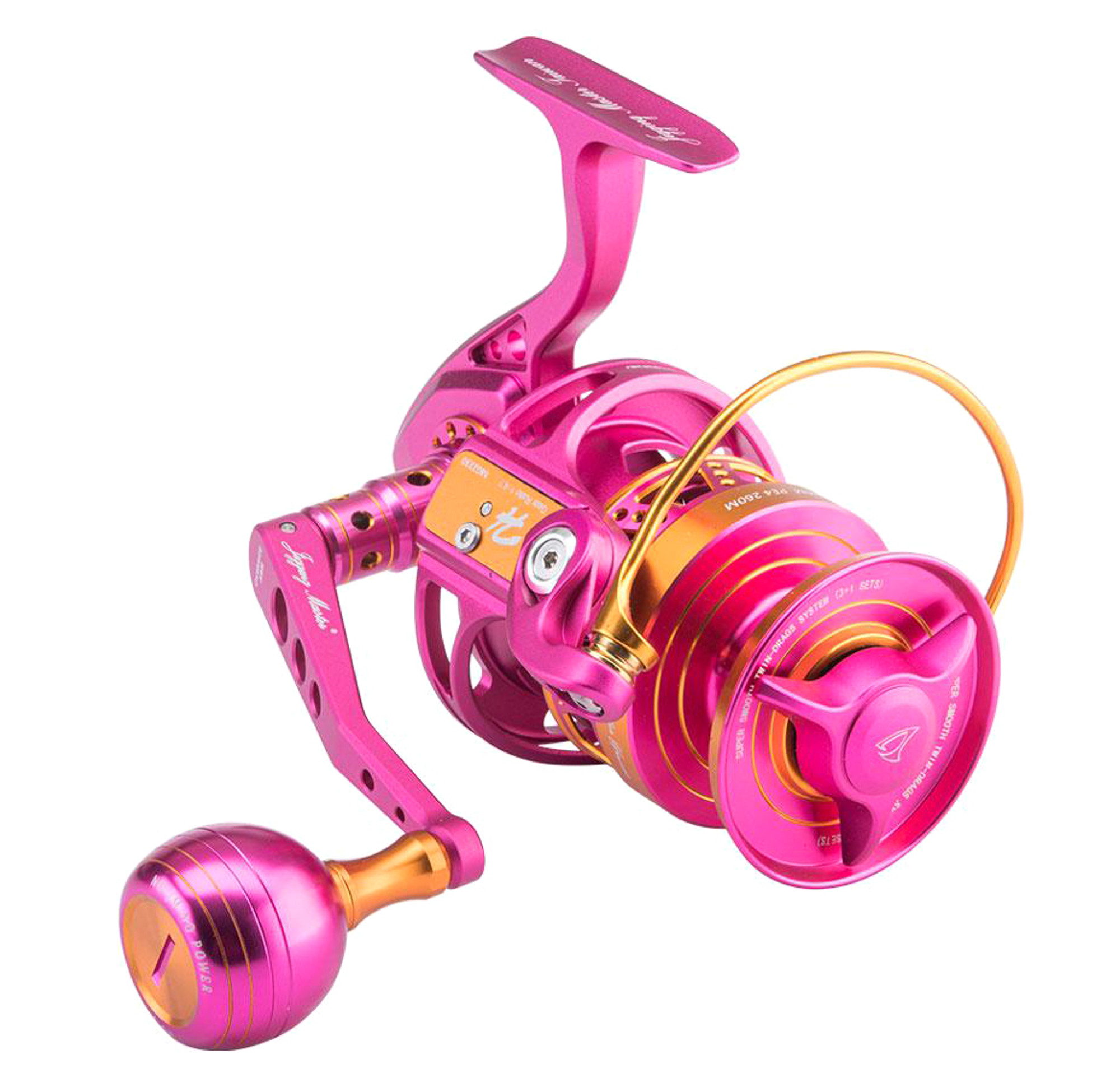 Jigging Master Monster Game Spinning Fishing Reel (Color: Pink & Gold)