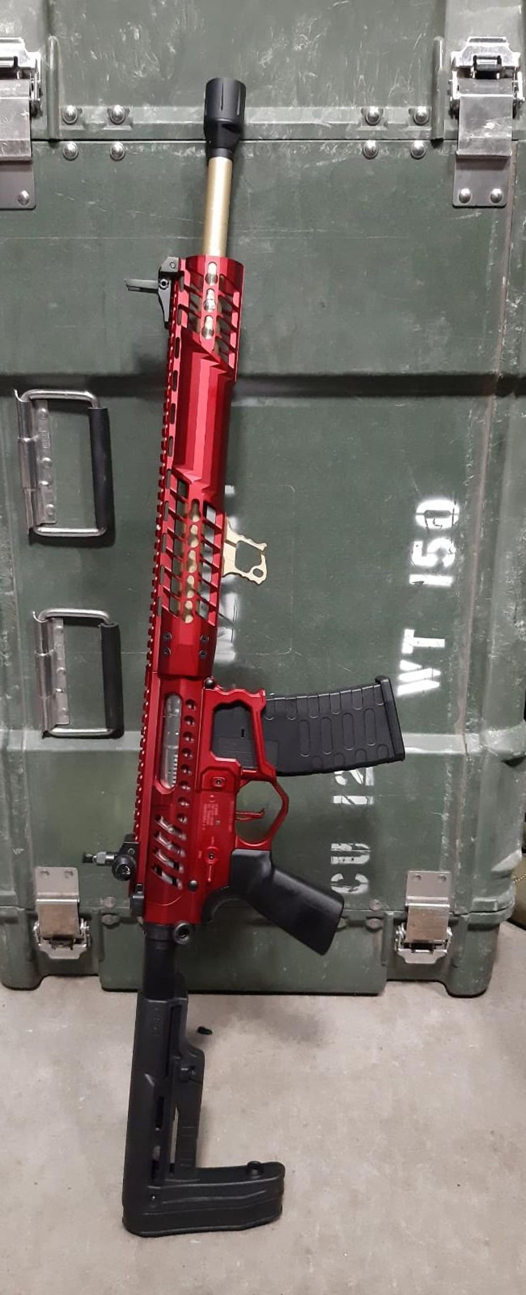 *EMG F-1 Firearms BDR-15 AR15 SilverEdge Full Metal Airsoft  Rifle - RED - USED