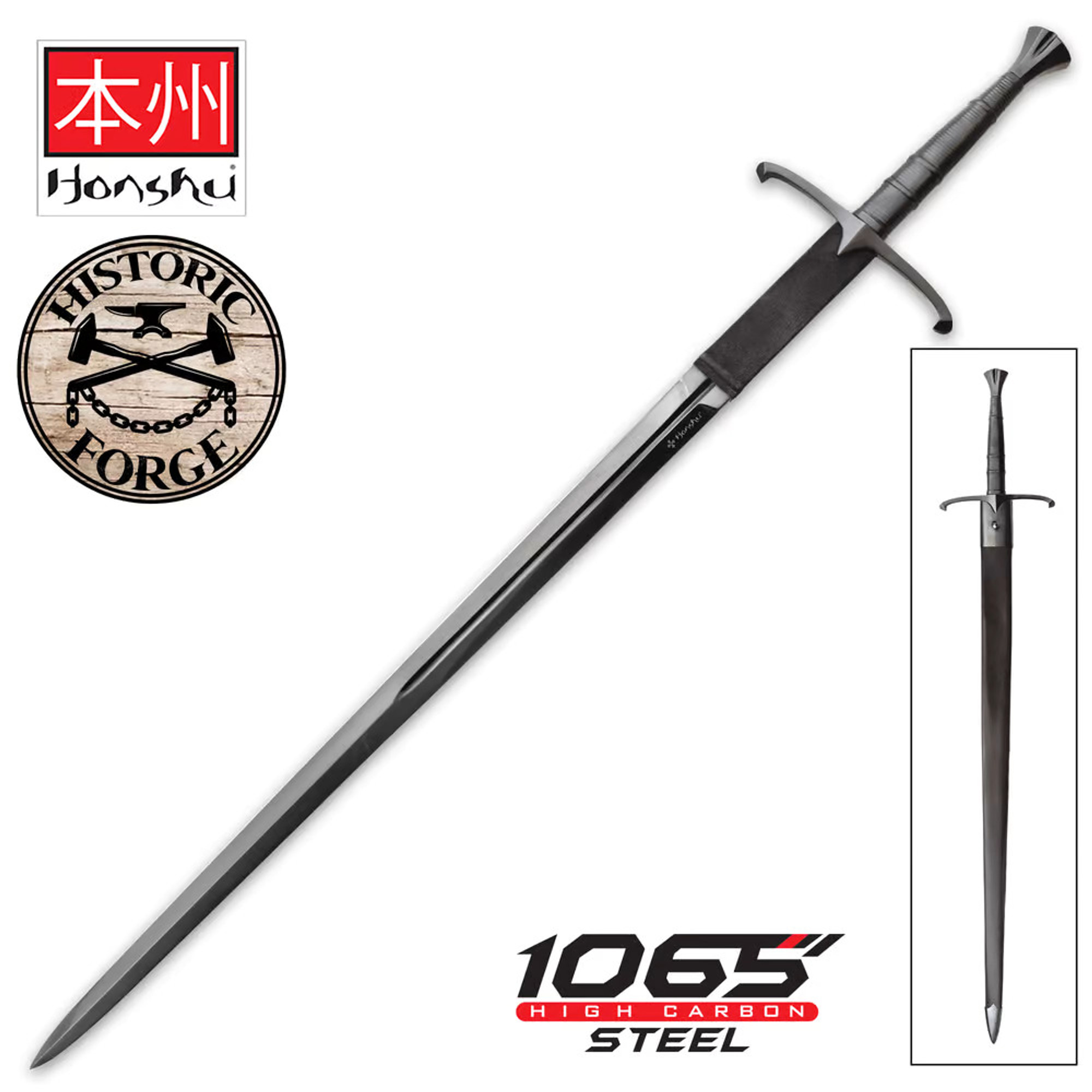 Honshu Historic Black Claymore Sword And Scabbard