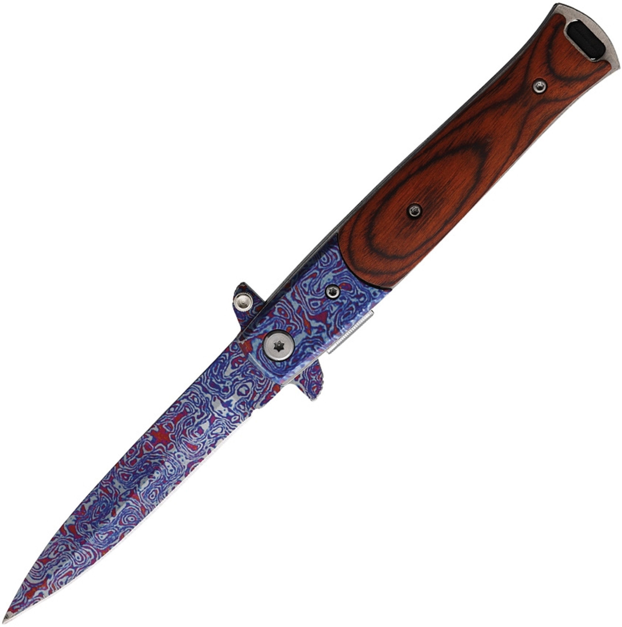 Damascus Etched Linerlock A/O EE10428CDMWD