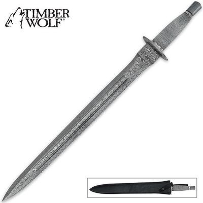 Timber Wolf Medieval Damascus Sword with Sheath