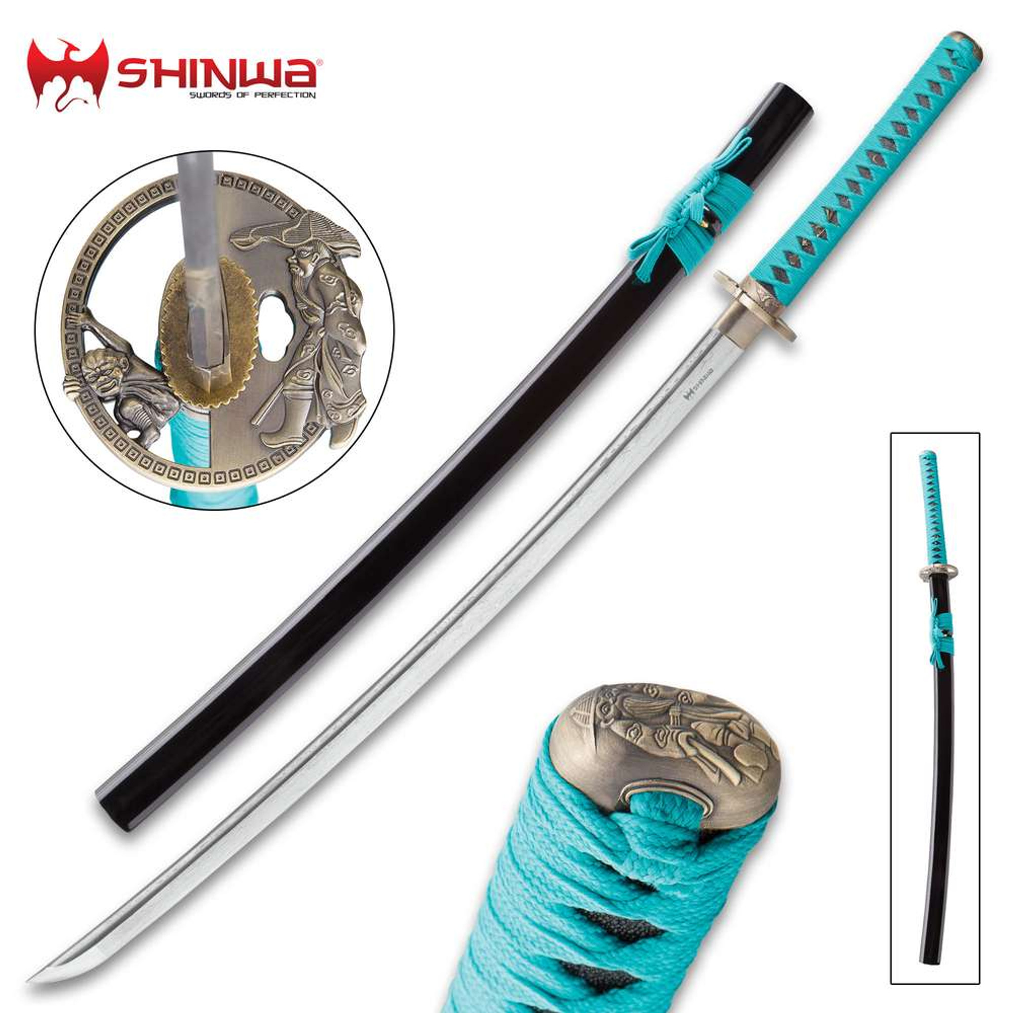 Shinwa Regal Katana Teal Sword Damascus