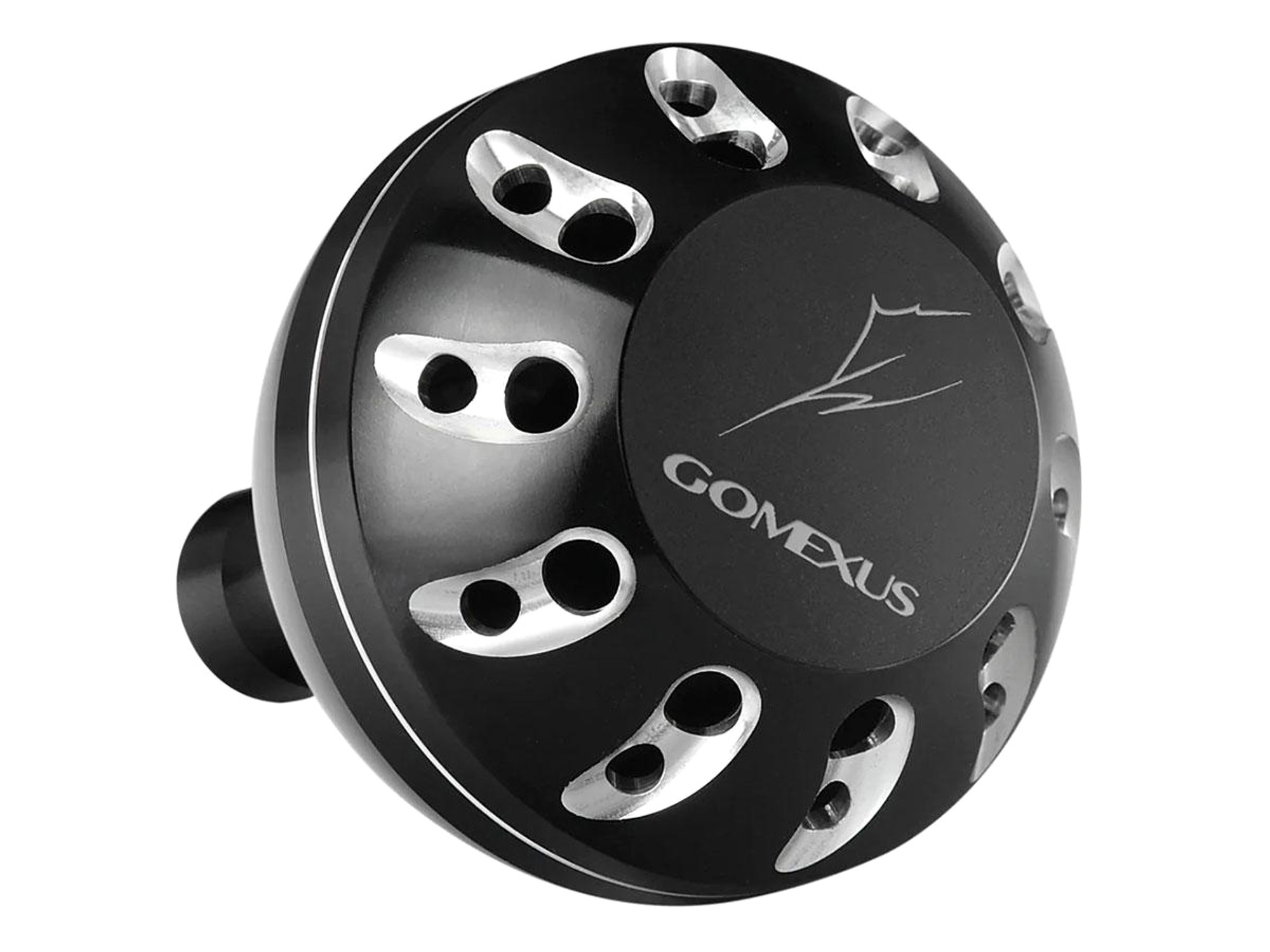 Gomexus Round Big Power Knob for Spinning Reel (Color: Black-Silver / 45mm)