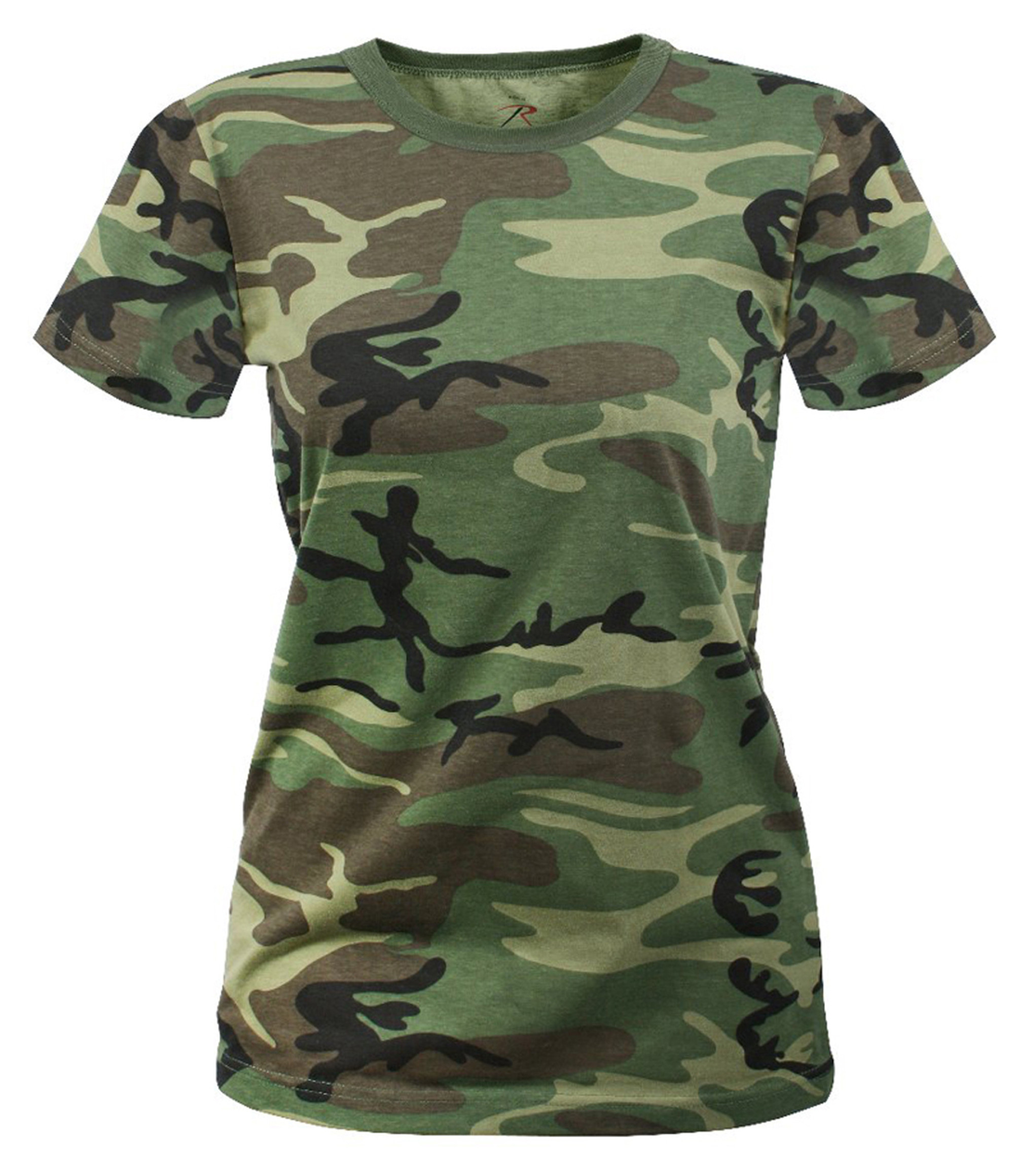 Rothco Womens Long Length Camo T-Shirt - Woodland Camo