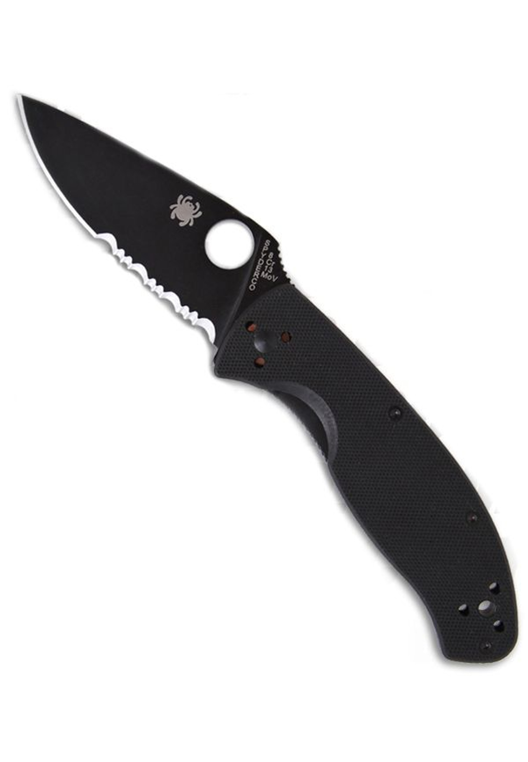 Spyderco Tenacious G-10 Black Blade Combo Edge Folding Knife