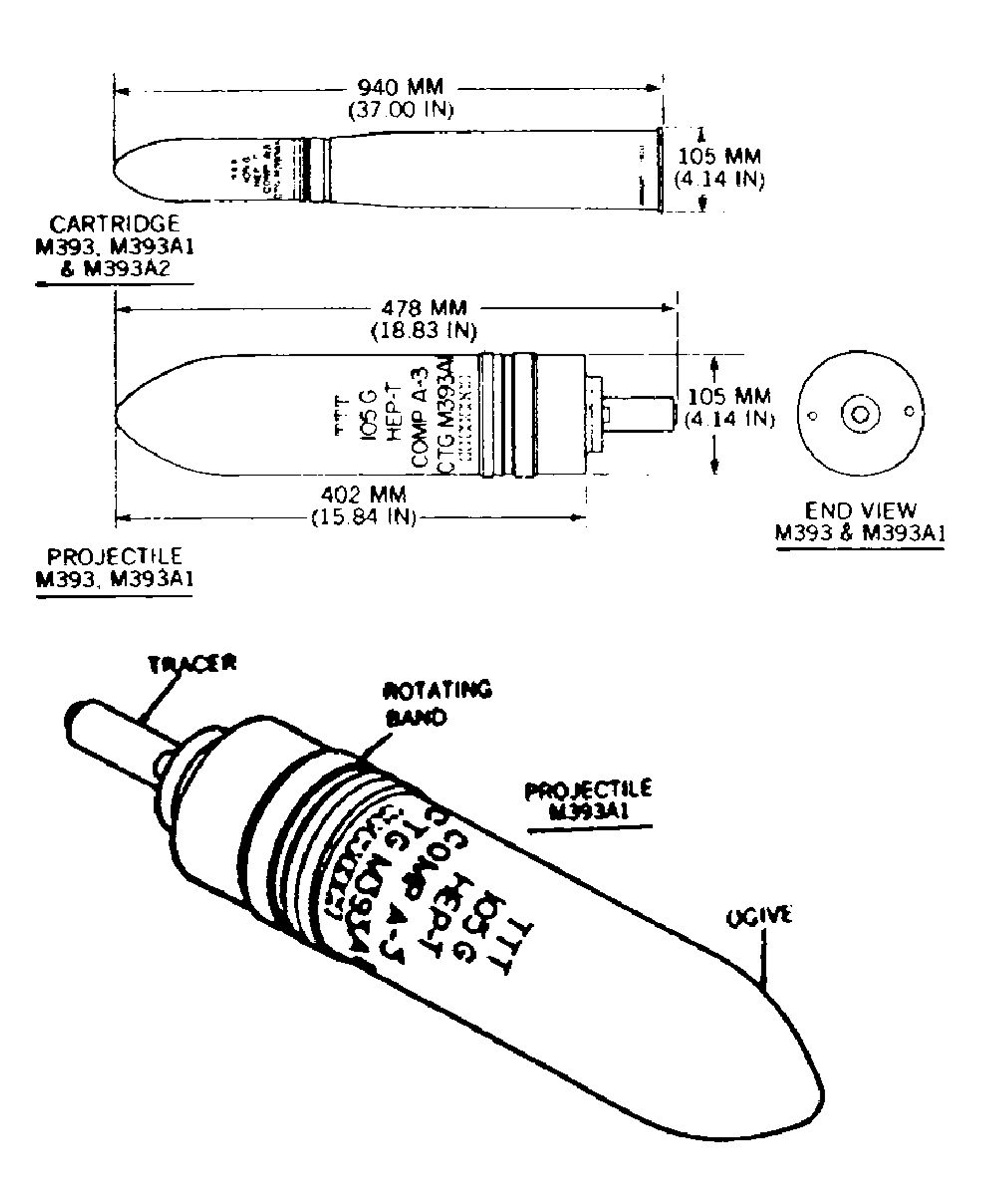 105mm HEP-T M393A2 Shell Casing