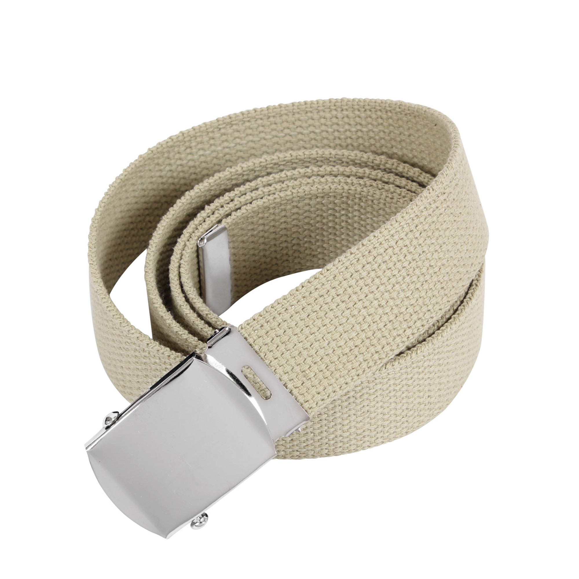 Rothco Military Web Belts - 44 Inches Long - Khaki/Chrome