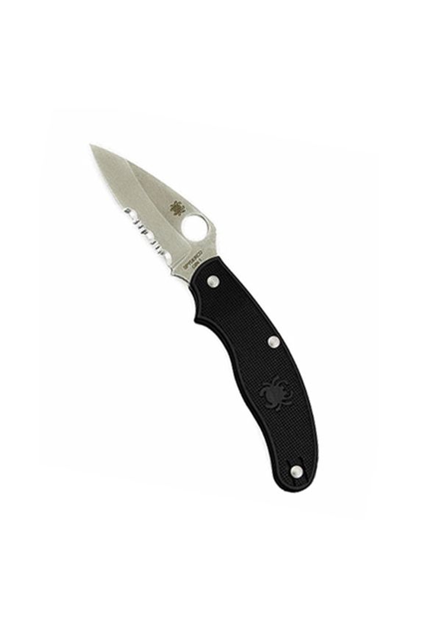 Spyderco UK Penknife Black FRN Leaf Combo Edge Folding Knife