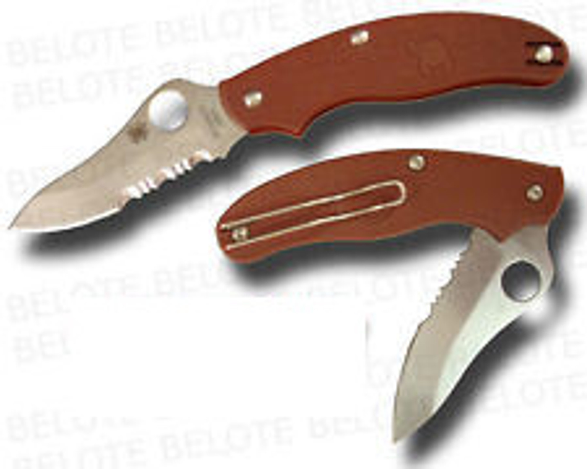 Spyderco UK Penknife Maroon FRN Drop Point Combo Edge Folding Knife