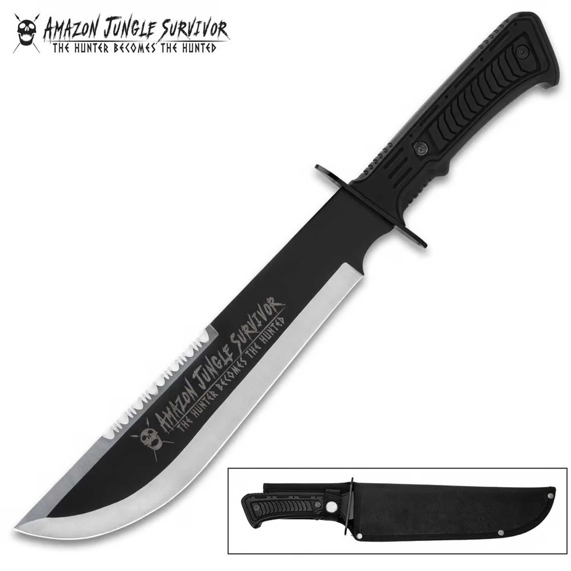 Amazon Jungle Survivor Fixed Blade Knife & Sheath