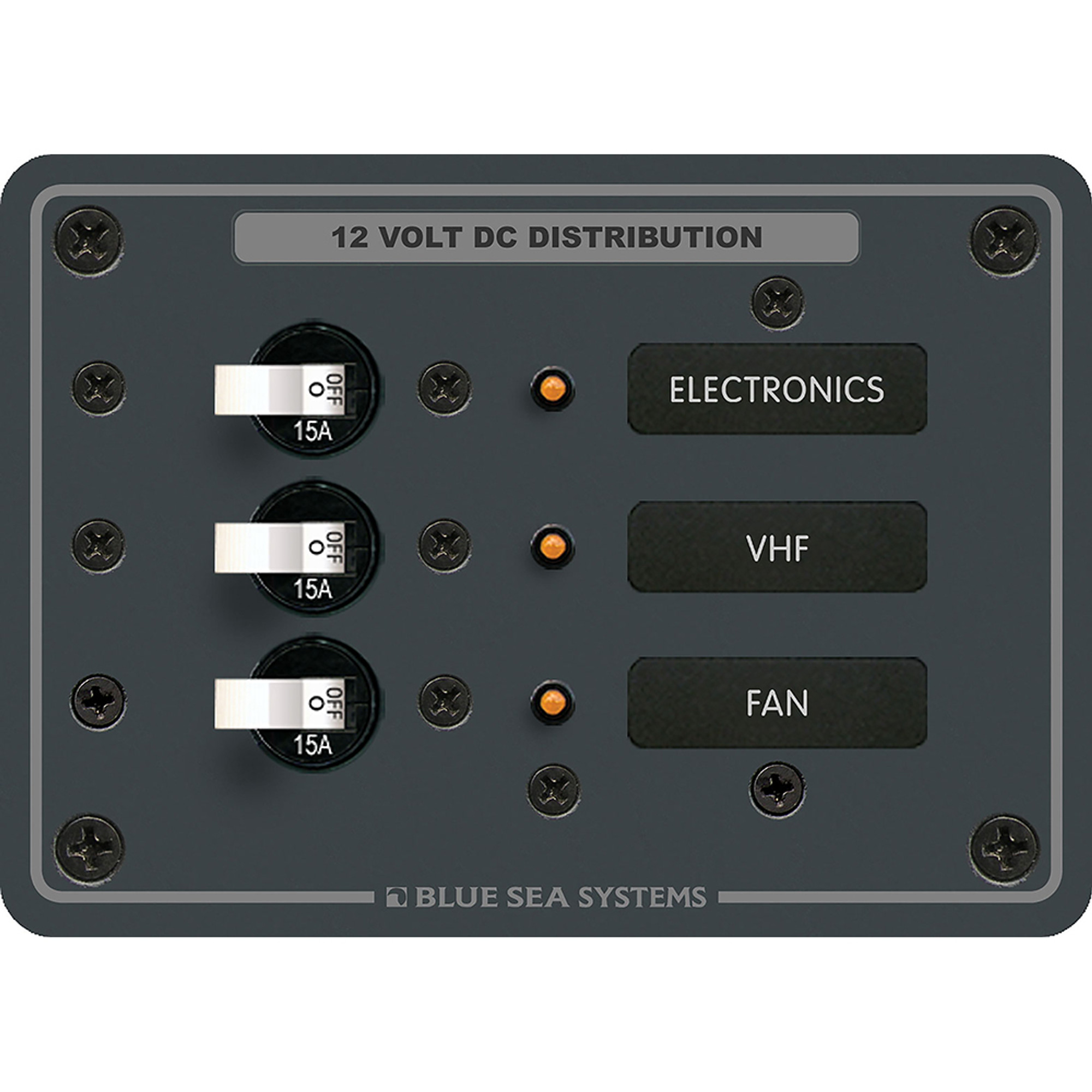 Blue Sea 8025 DC 3 Position Breaker Panel - White Switches