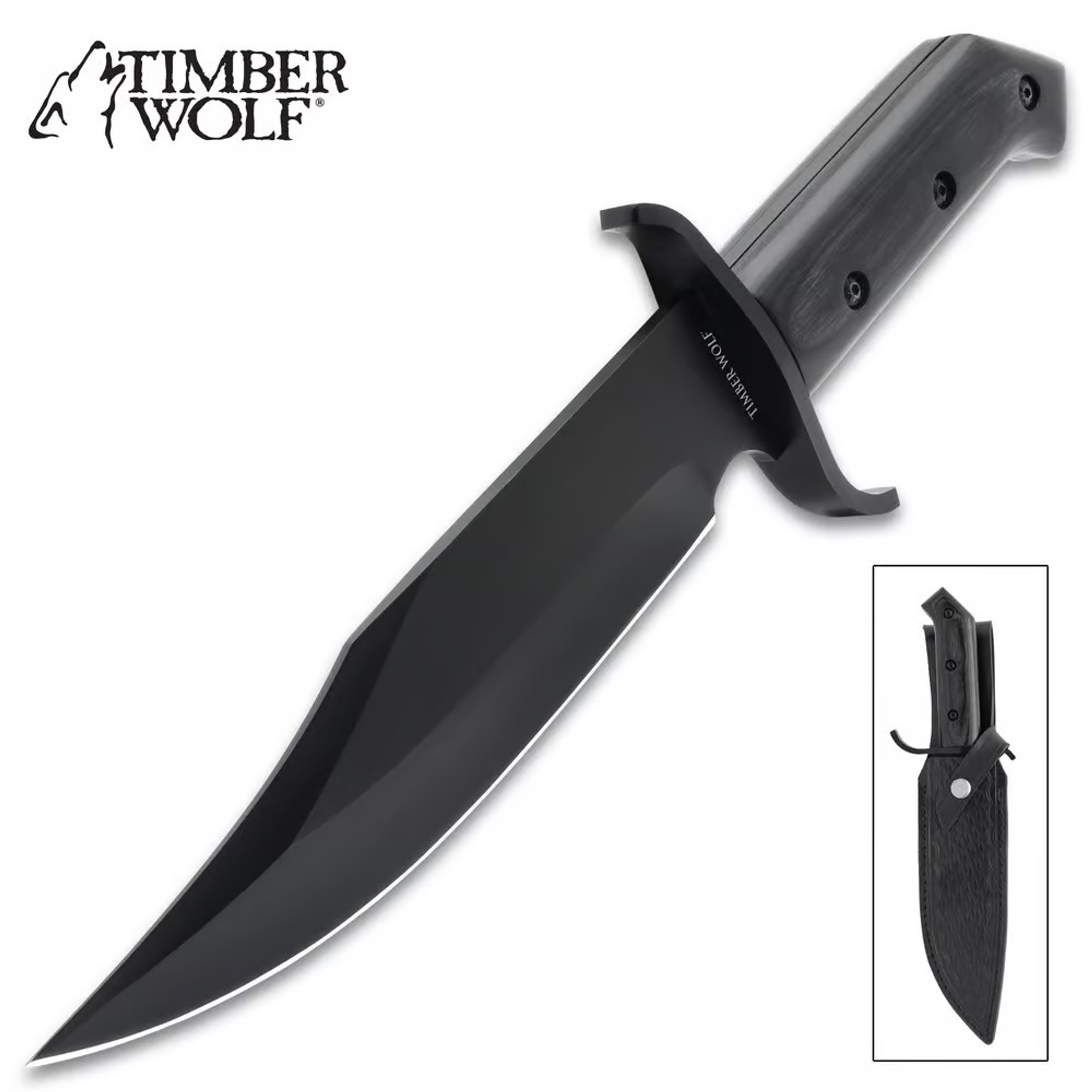 Timber Wolf Blackout Bowie Knife & Sheath