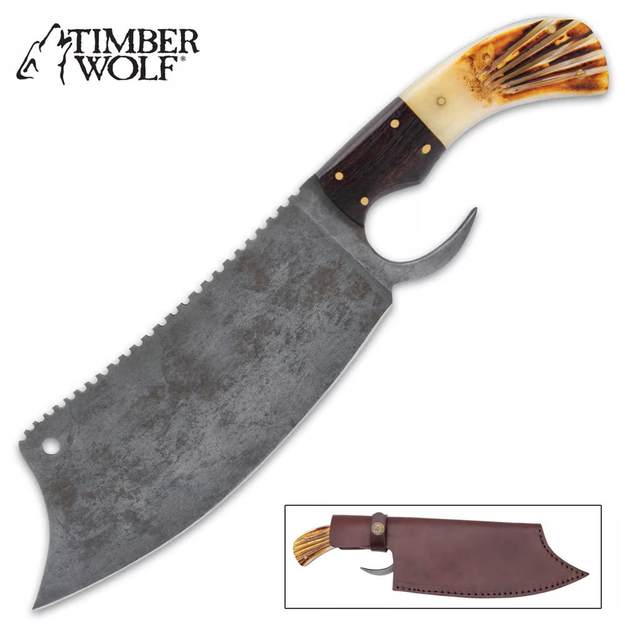 Timber Wolf Deerstalker Cleaver Knife & Sheath