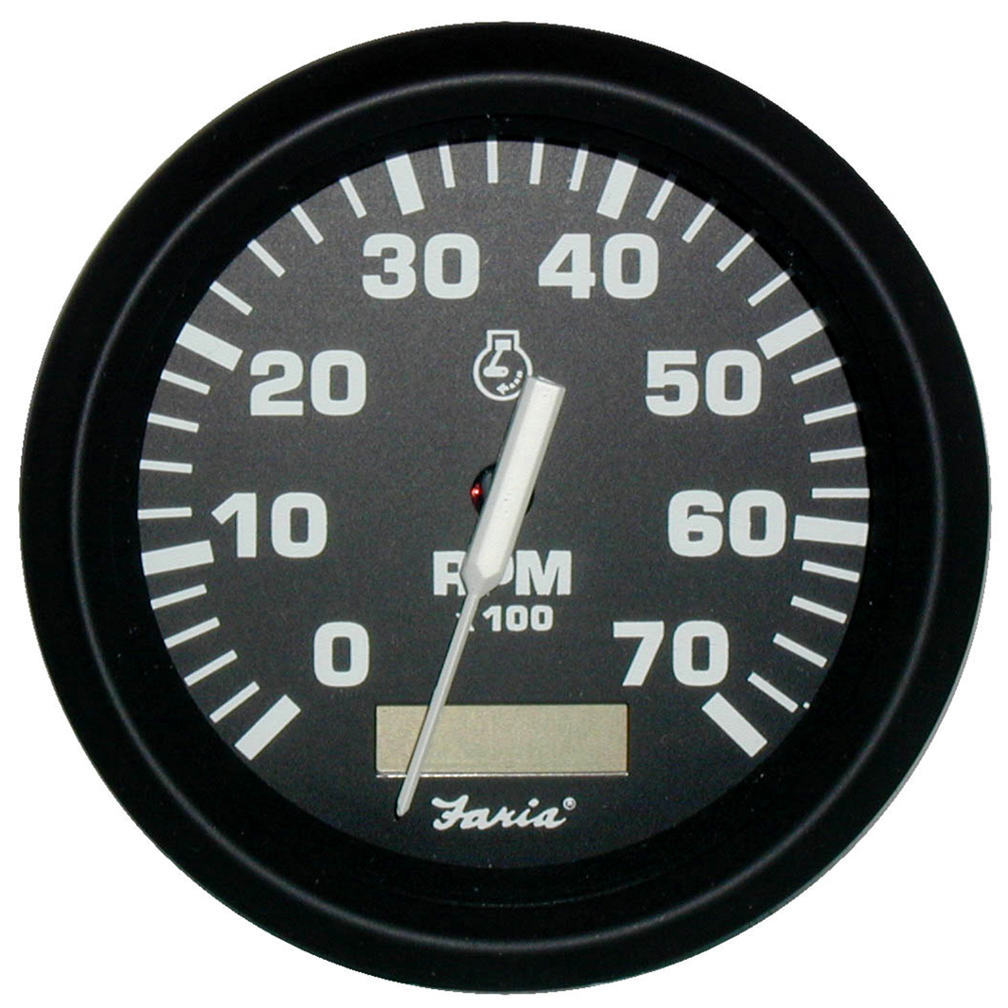 Faria Euro Black 4" Tachometer w/Hourmeter - 7,000 RPM (Gas - Outboard)