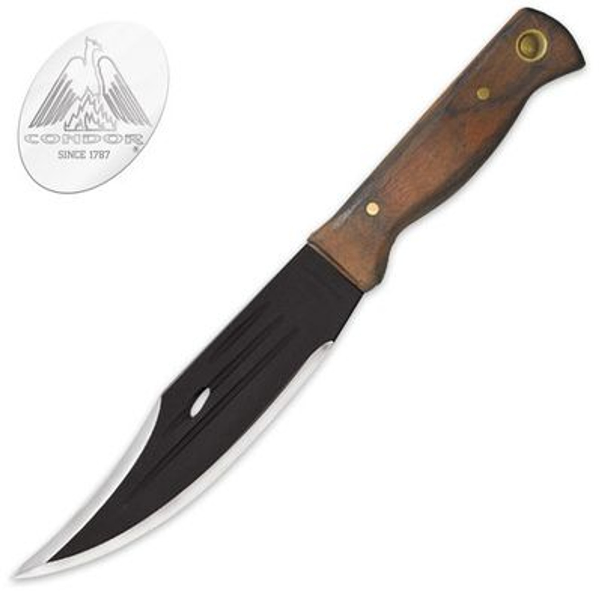 Condor Jungle Bowie II Fixed Blade Knife Hardwood Handle w/Sheath