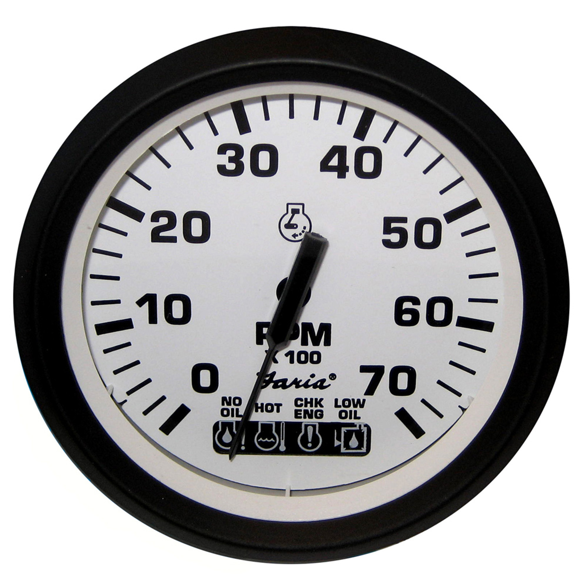 Faria Euro White 4" Tachometer w/ SystemCheck Indicator 7000 RPM (Gas) (Johnson / Evinrude Outboard)