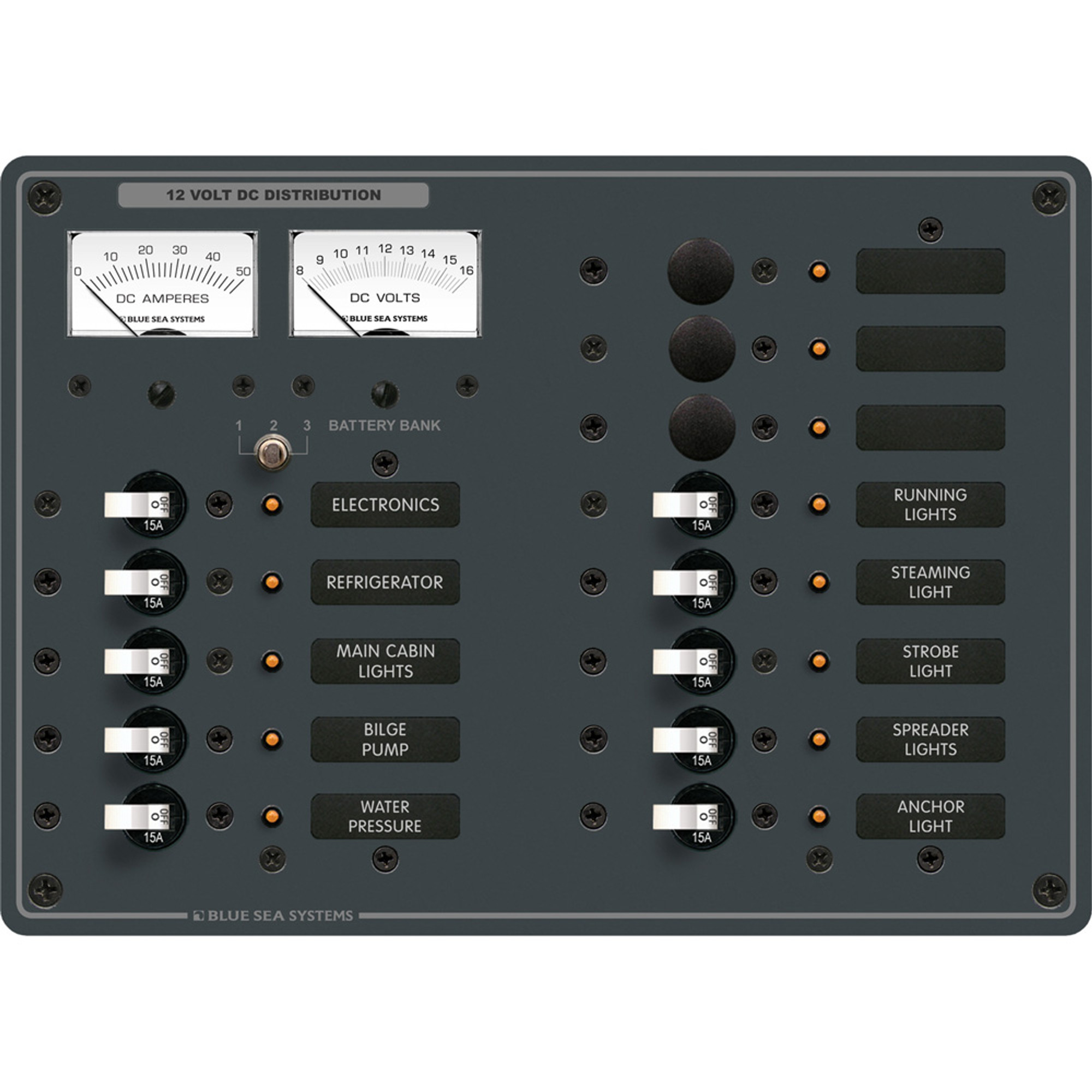 Blue Sea 8068 DC 13 Position Toggle Branch Circuit Breaker Panel - White Switches