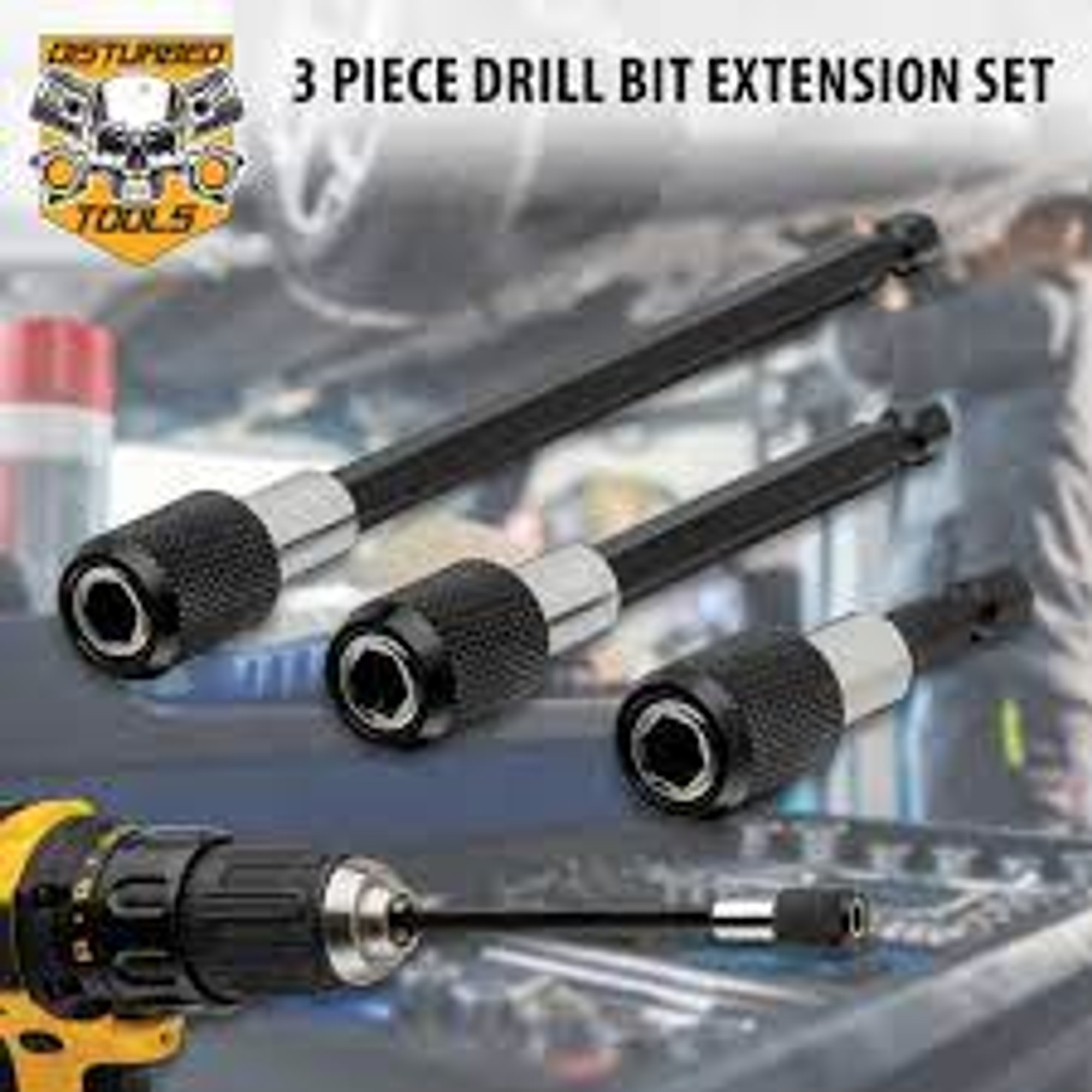 Disturbed Tools Three-Piece Drill Bit Extension Set