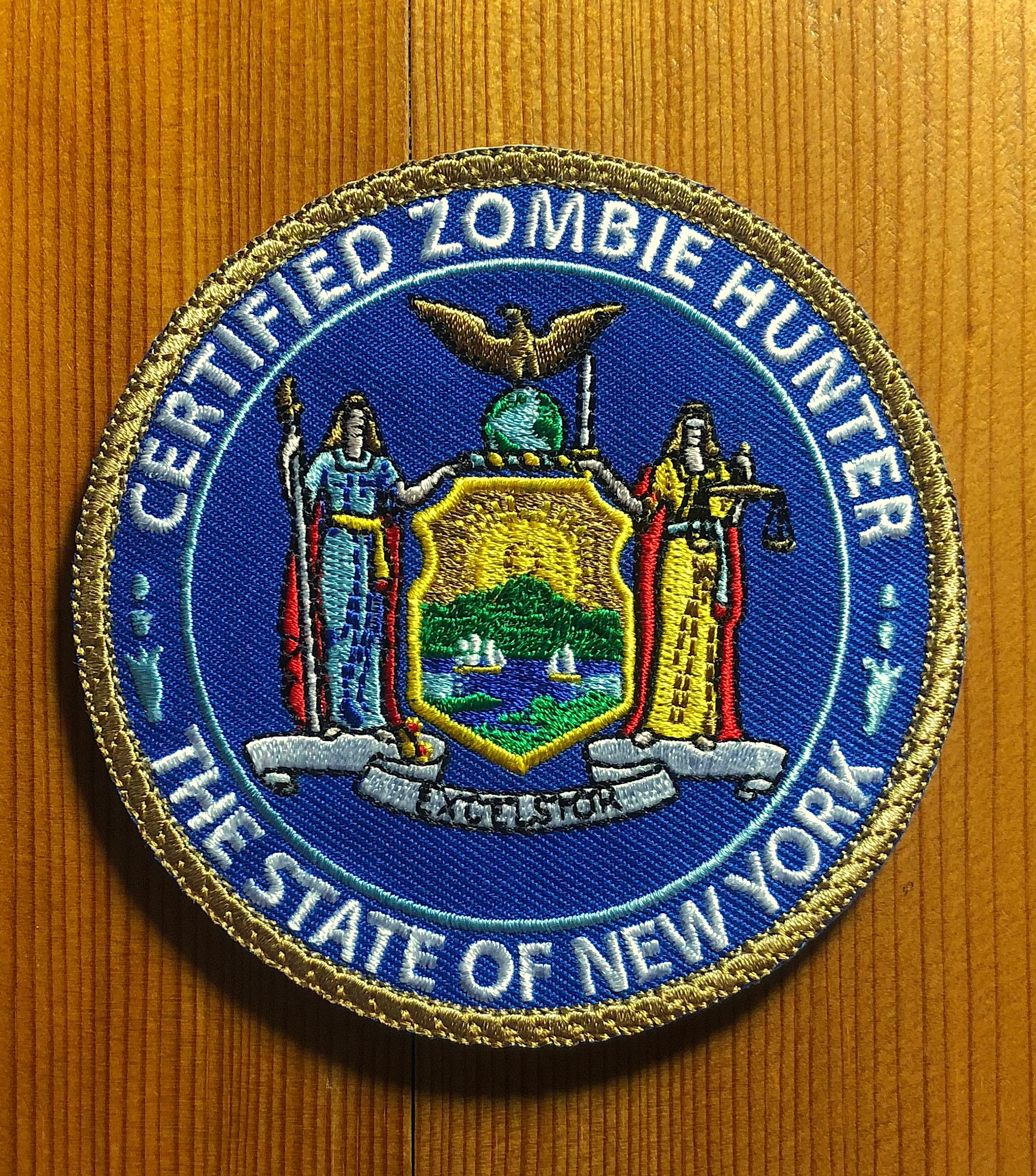 Certified Zombie Hunter New York Iron On Patch
