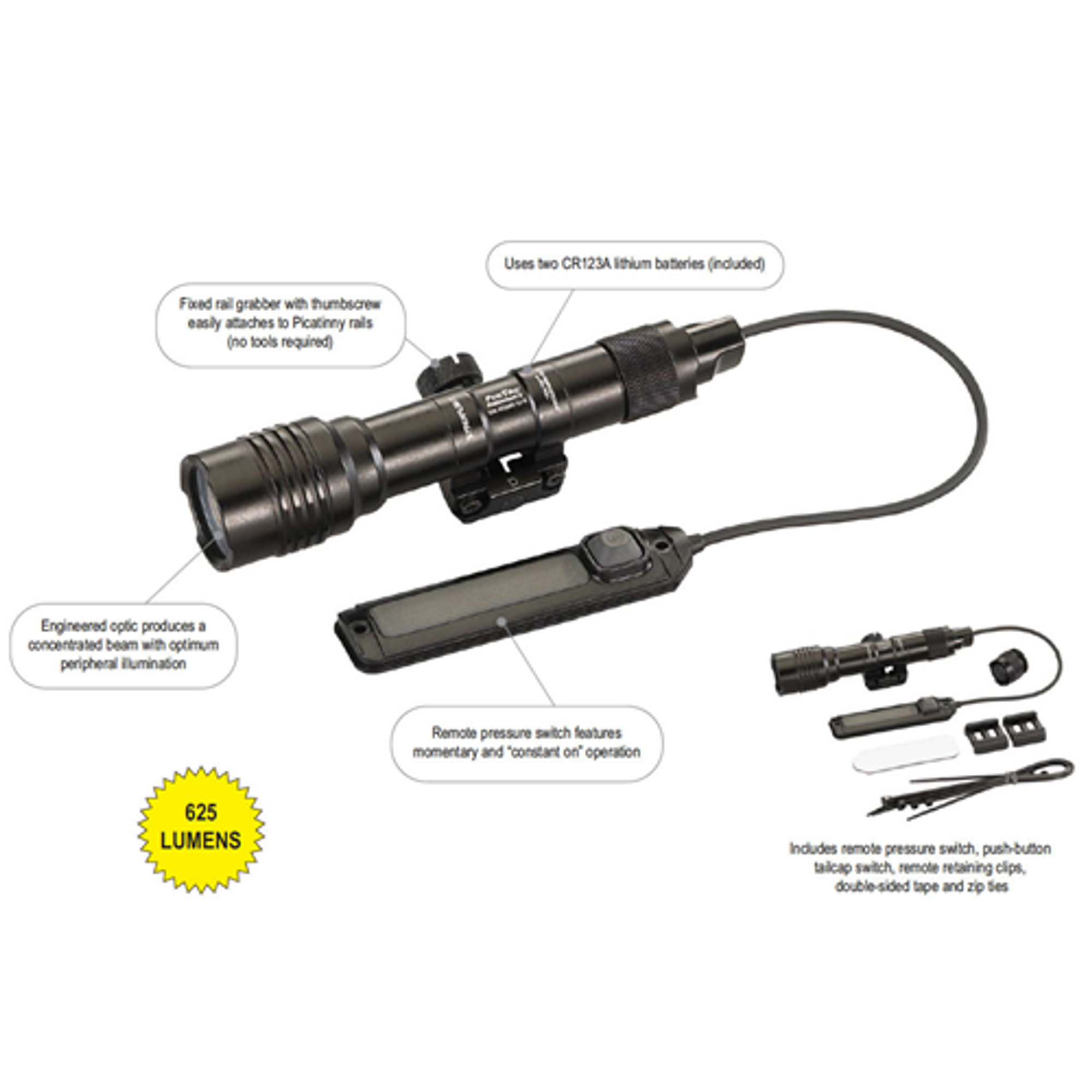 Black, Weapon-mounted Flashlight - KR88059