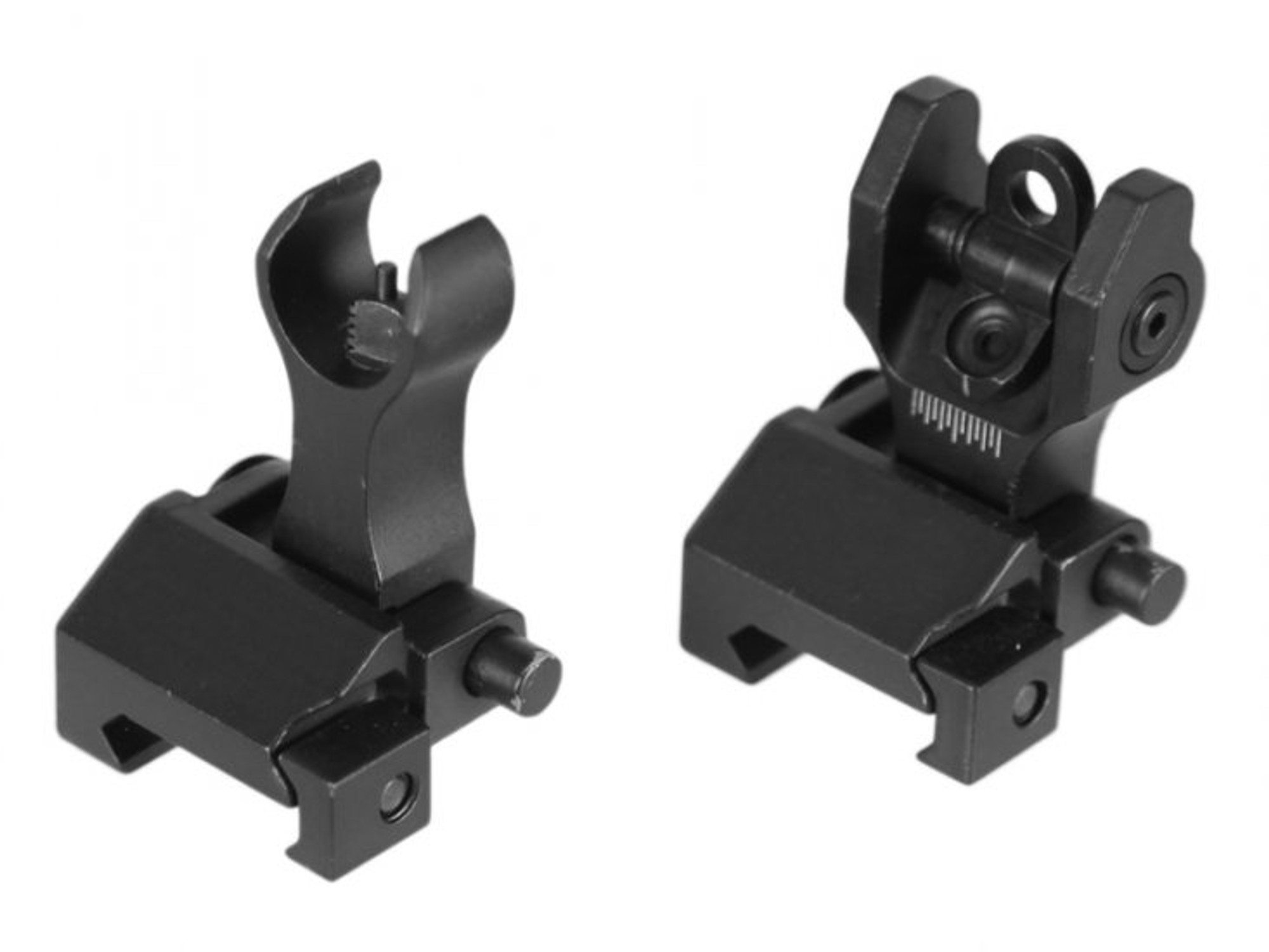 Echo1 Combat Flip-Up Front & Rear Iron Sights Set for Weaver / Picatinny / 20mm rails (Color: Black)