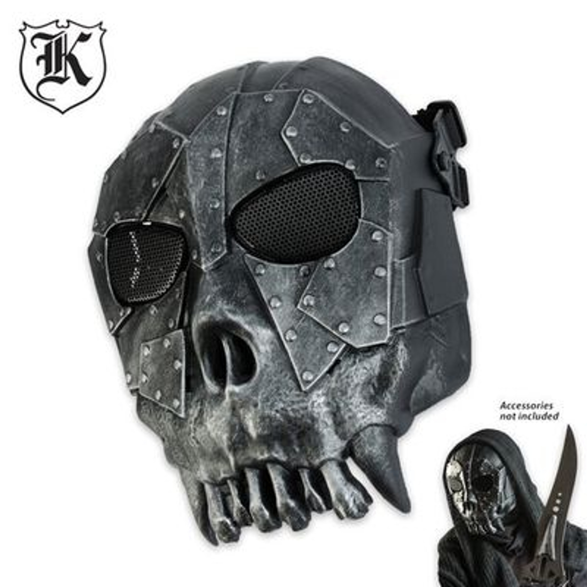 ABS Tribal Skeleton Facemask Silver & Black