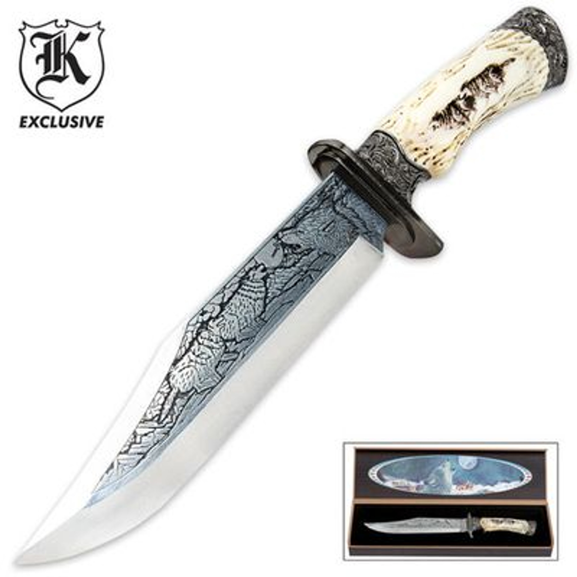 Running Wolf Fixed Blade Knife w/Display Box