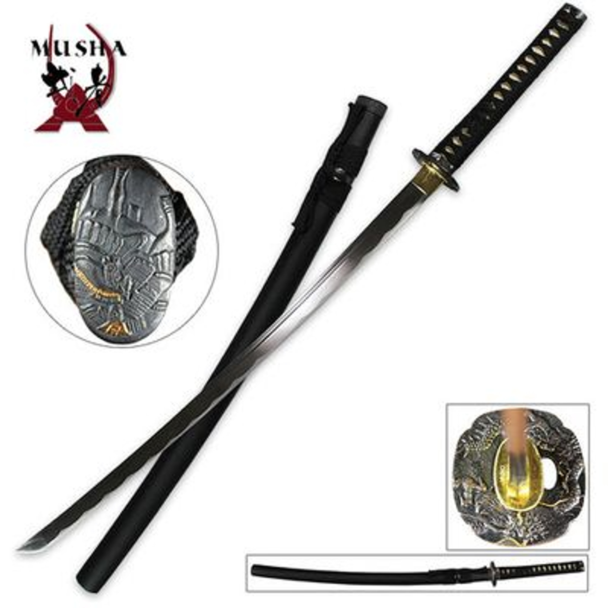 Dragon Samurai Sword Black w/ Scabbard - Black