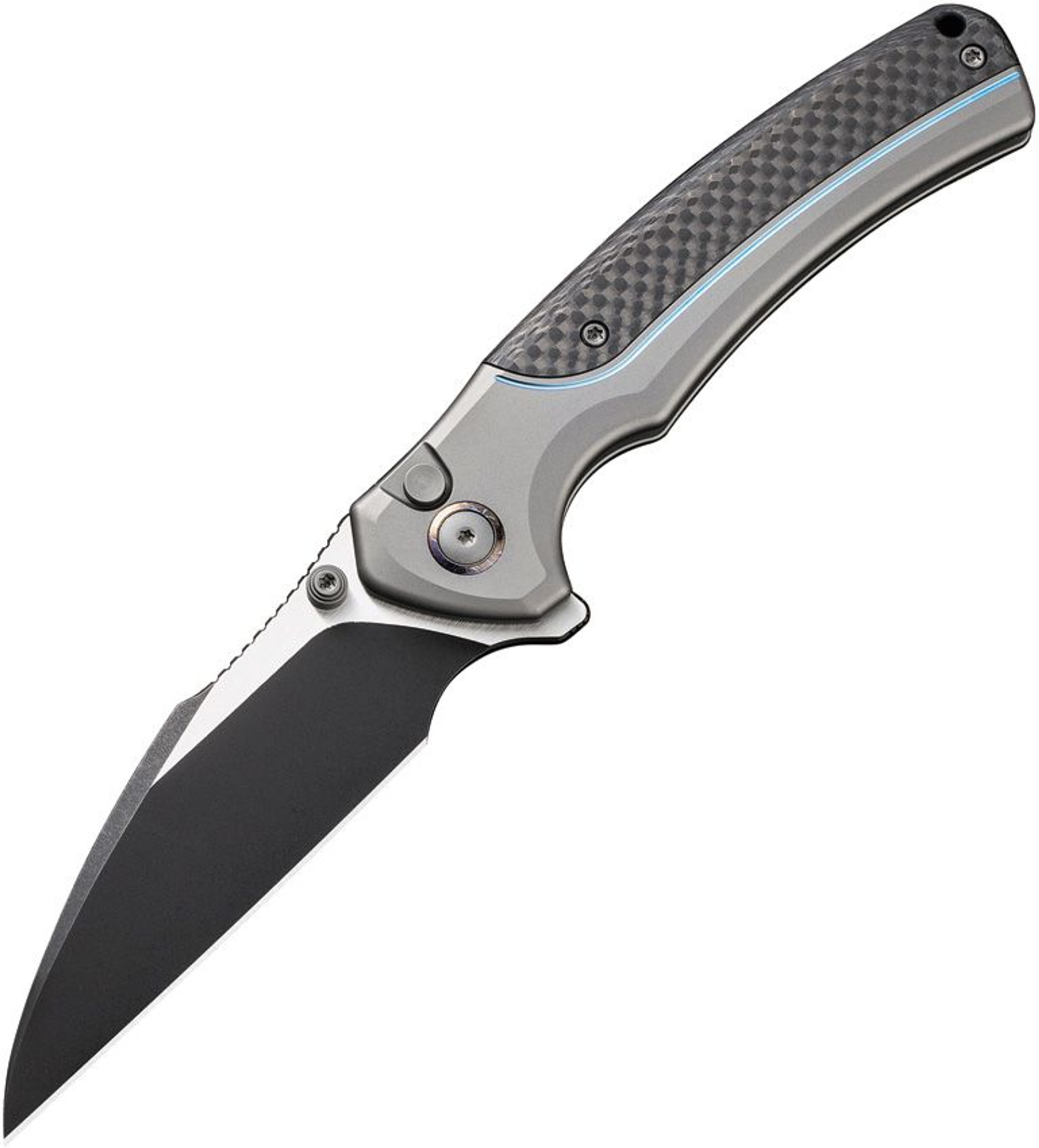  We Knife Ziffius Button Lock Gray Ti/CF