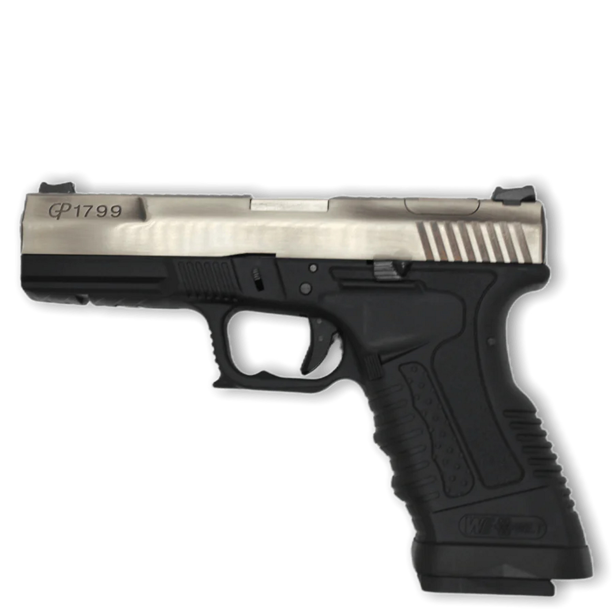 WE-Tech GP1799 T1 Gas Blowback Pistol - Silver Slide / Silver Barrel