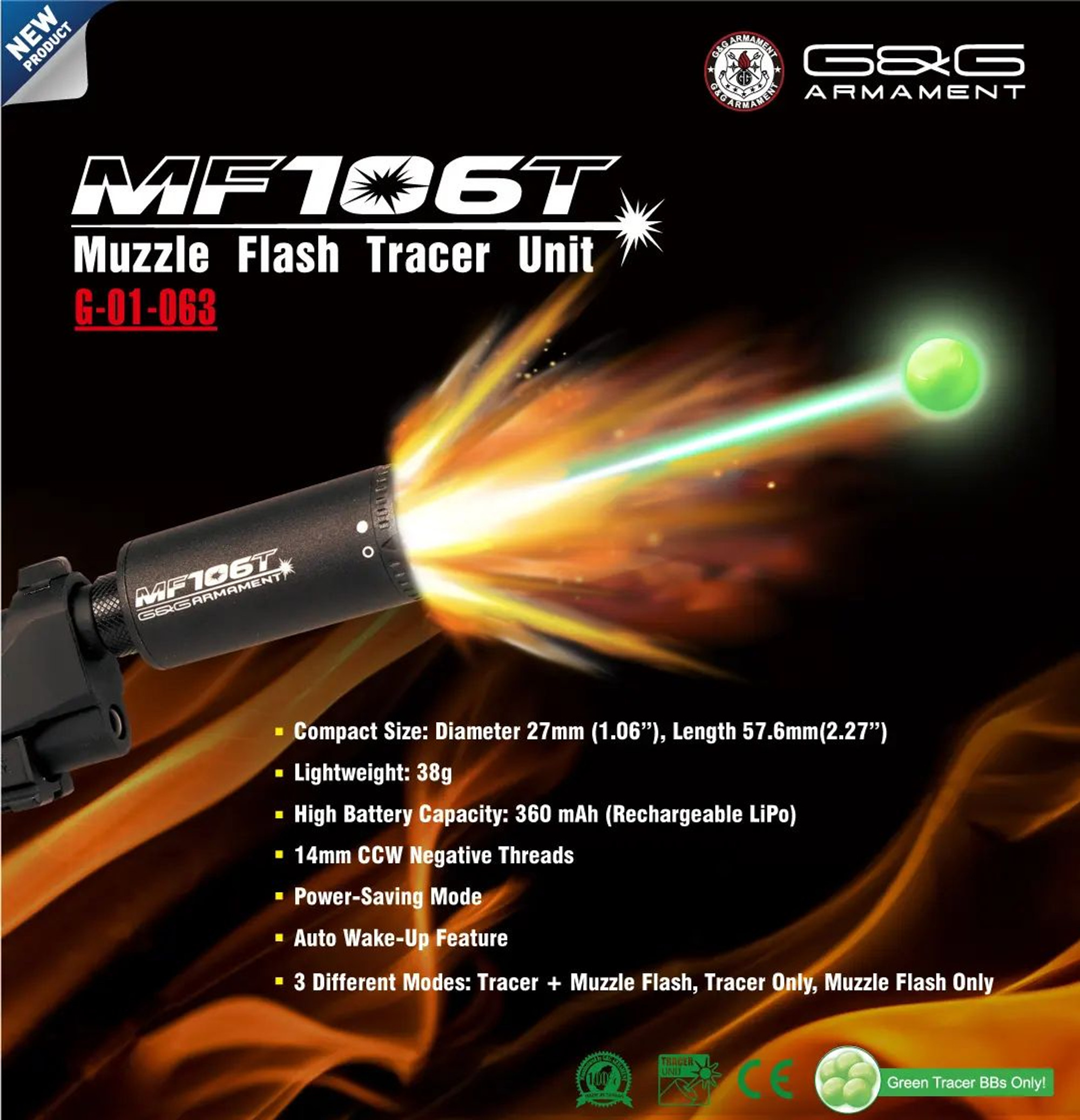 トイガン MF106T Muzzle Flash Tracer Unit G&G MF106T MUZZLE FLASH TRACER UNIT (14MM CCW) - Hero Outdoors