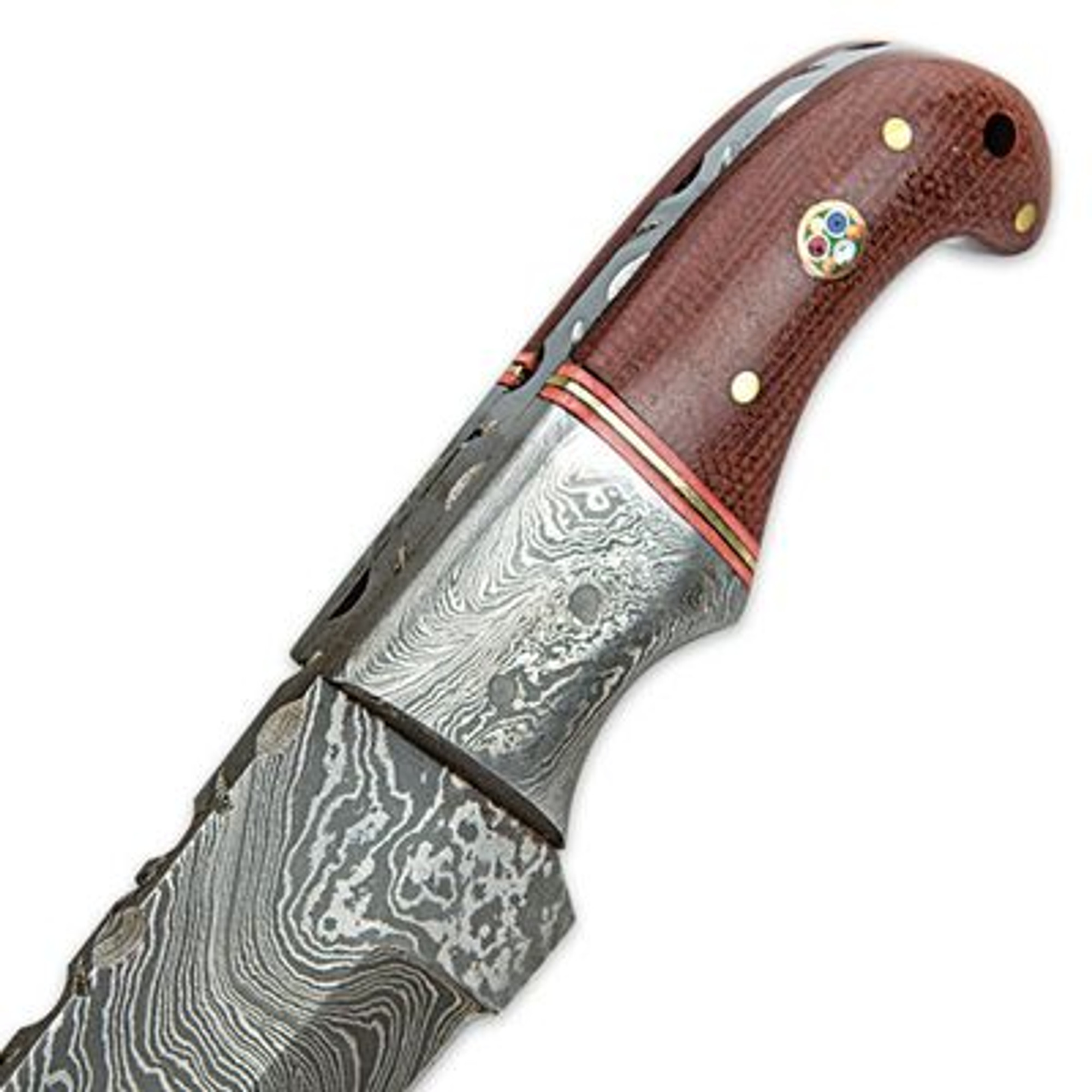Timber Wolf Damascus & Micarta Fixed Blade Hunting Knife w/ Sheath ...