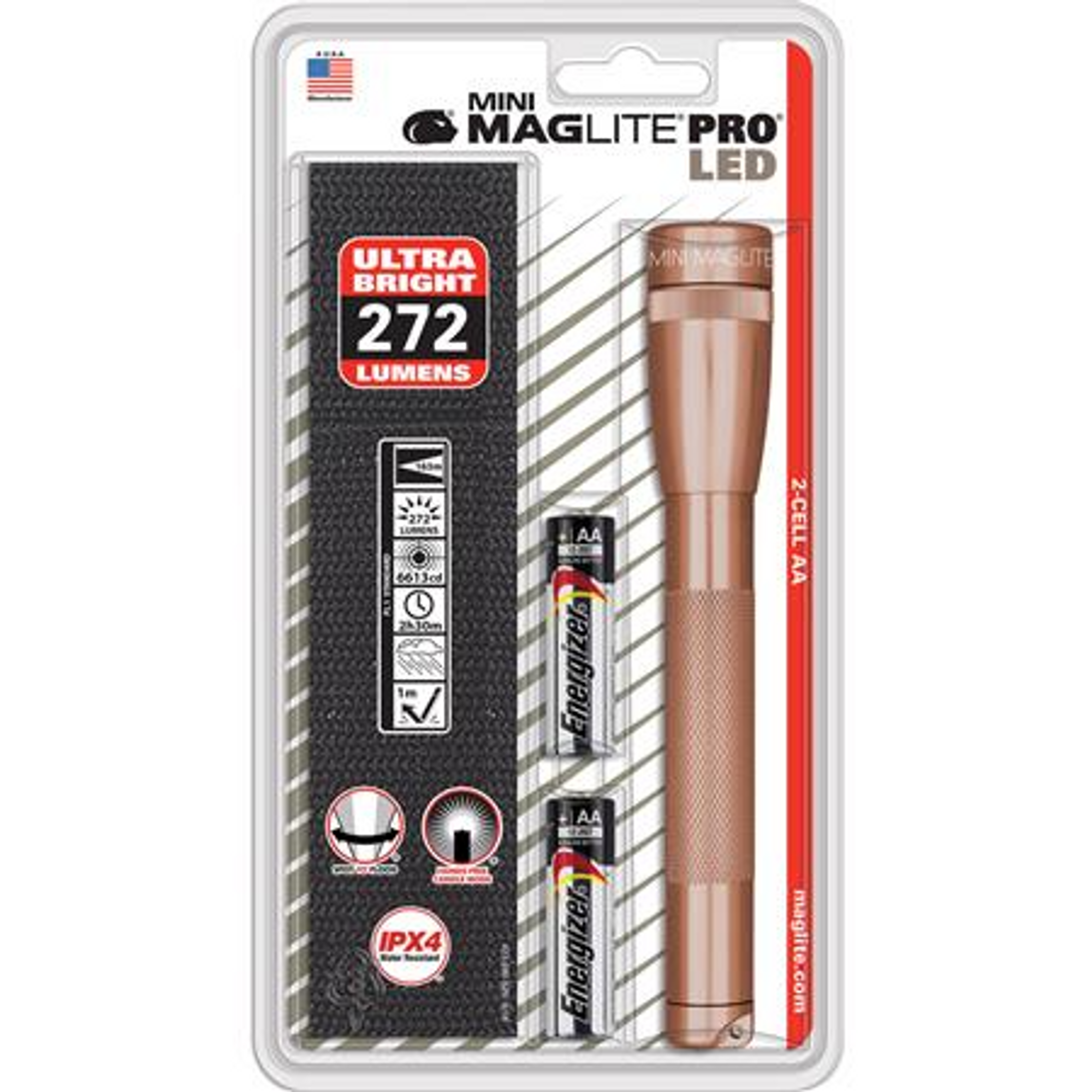 Sp2p Mini Maglite Pro 2 Aa-cell Led Flashlight W/ Holster - KRSP2PSVH
