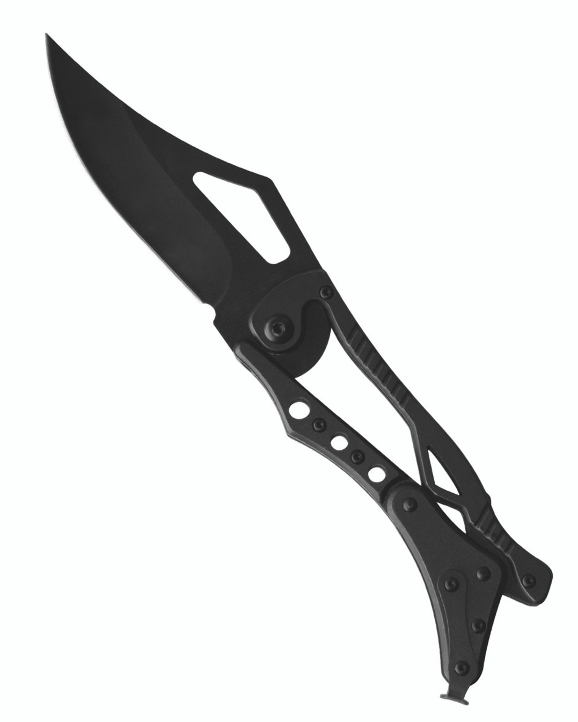 Mil-Tec Black Skeleton Pock Knife w/Pouch 