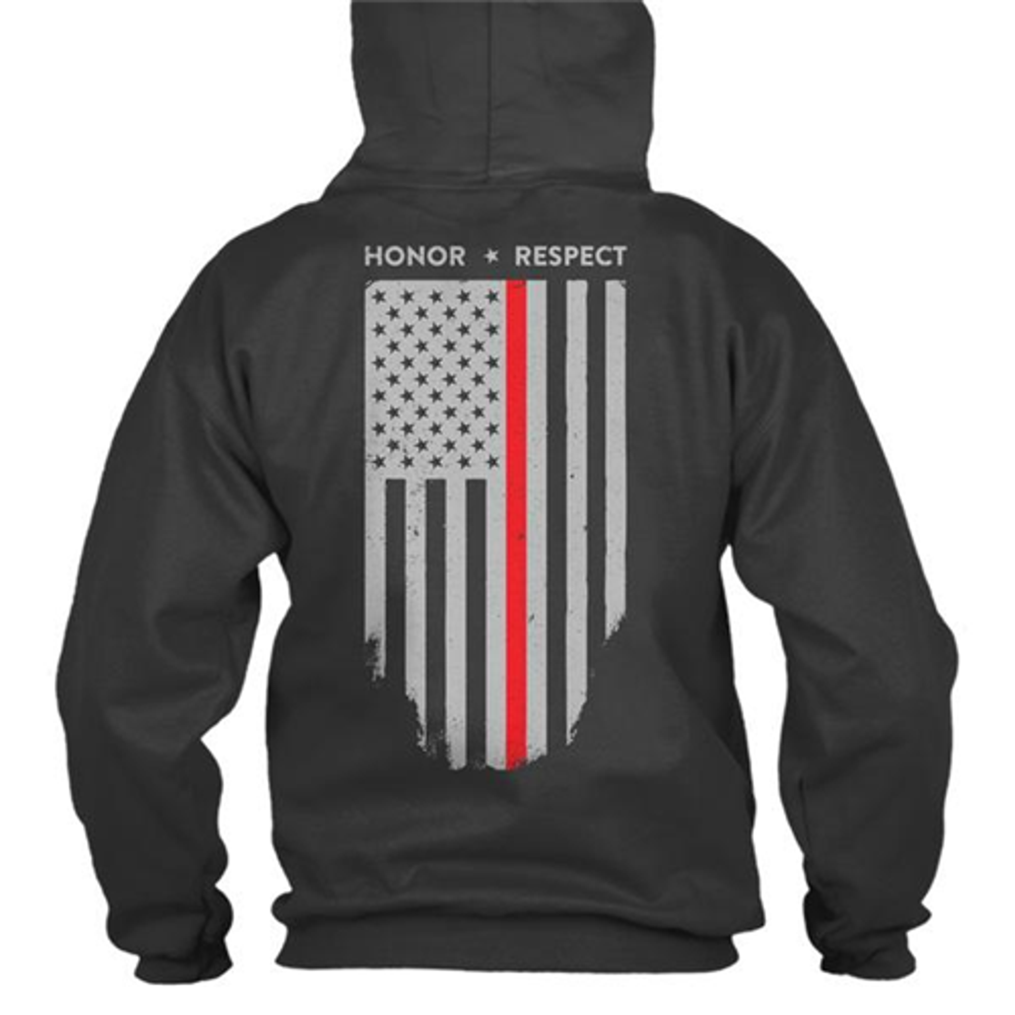 Hoodie - Thin Red Line American Flag Honor & Respect