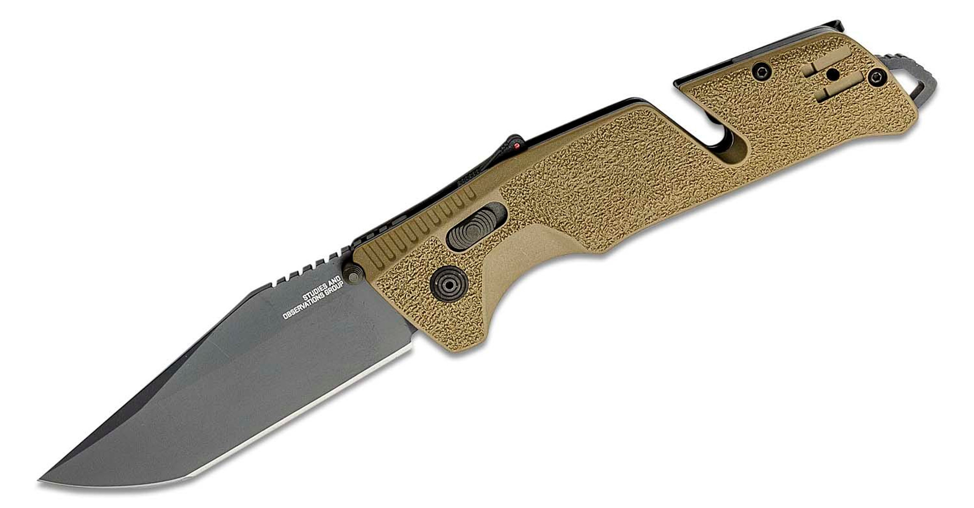 SOG Trident AT Folding Knife, Assisted Opening D2 Black GRN FDE