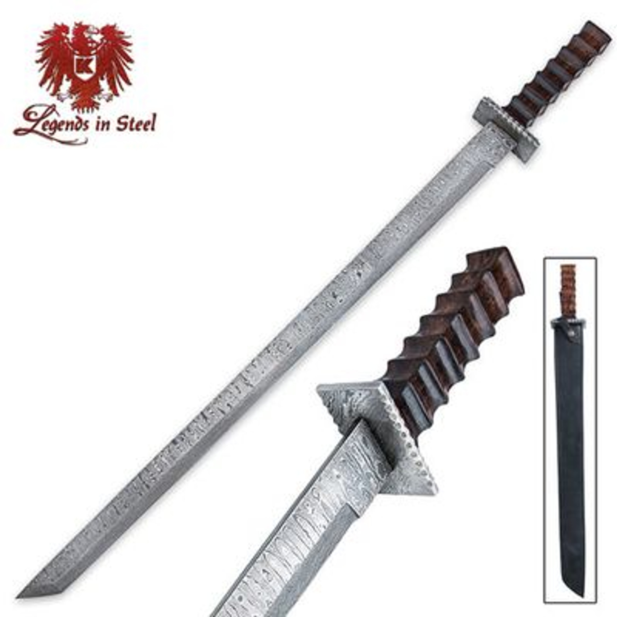 Legends In Steel Oriental Tanto Damascus Steel Sword