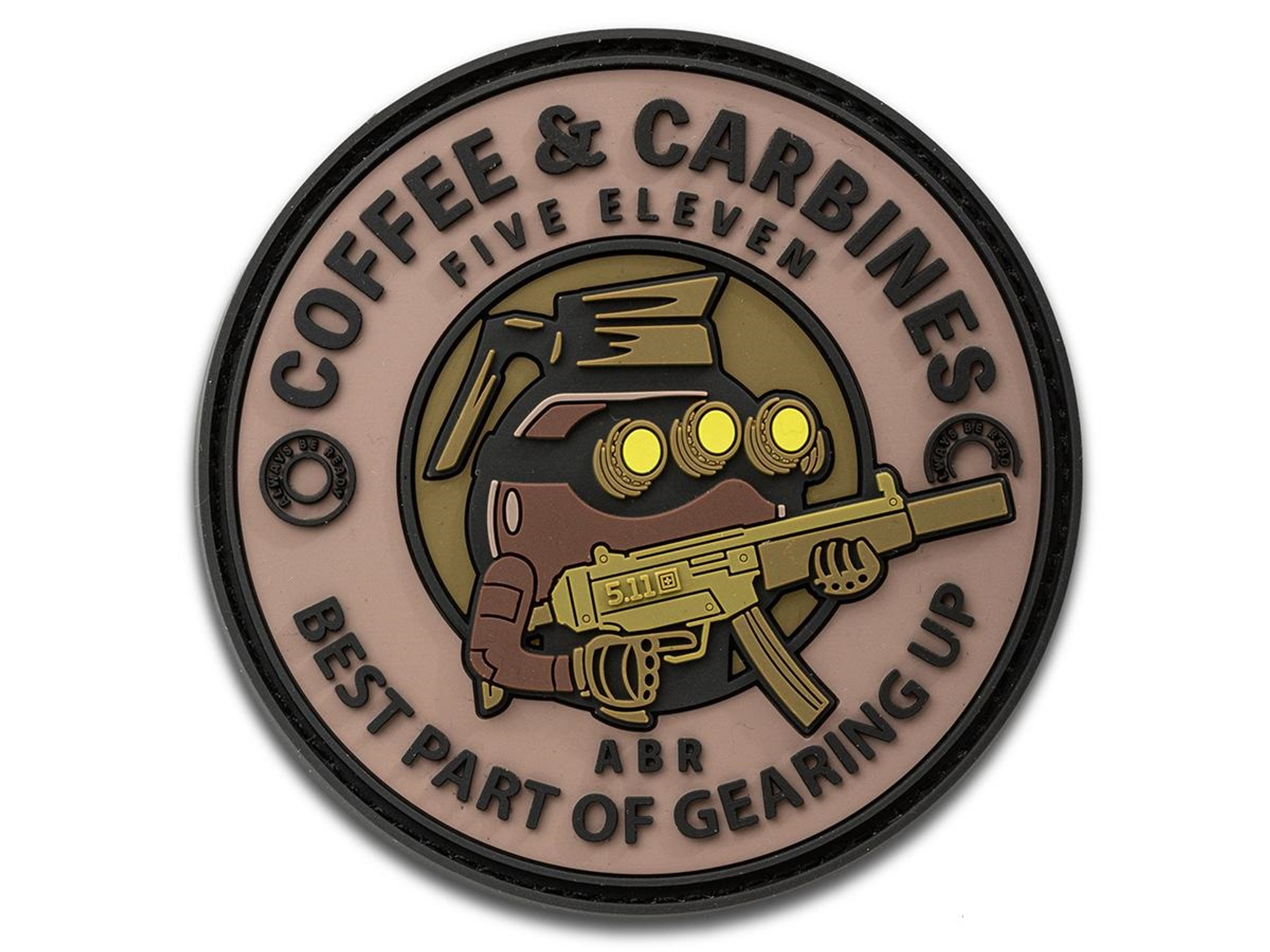 5.11 Tactical "Coffee & Carbines" PVC Morale Patch (Color: Badlands Tan)