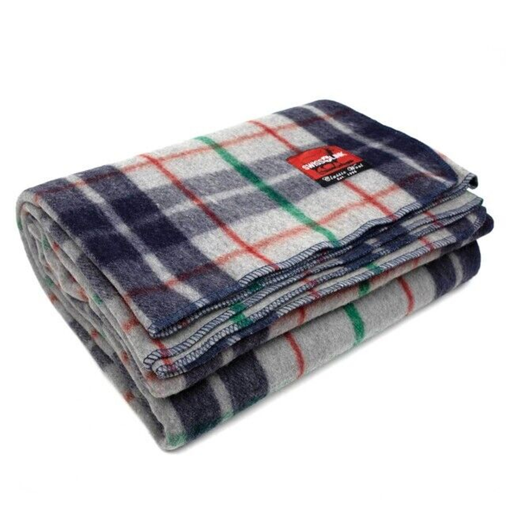 Classic Wool Plaid Blanket - Grey/Blue Plaid