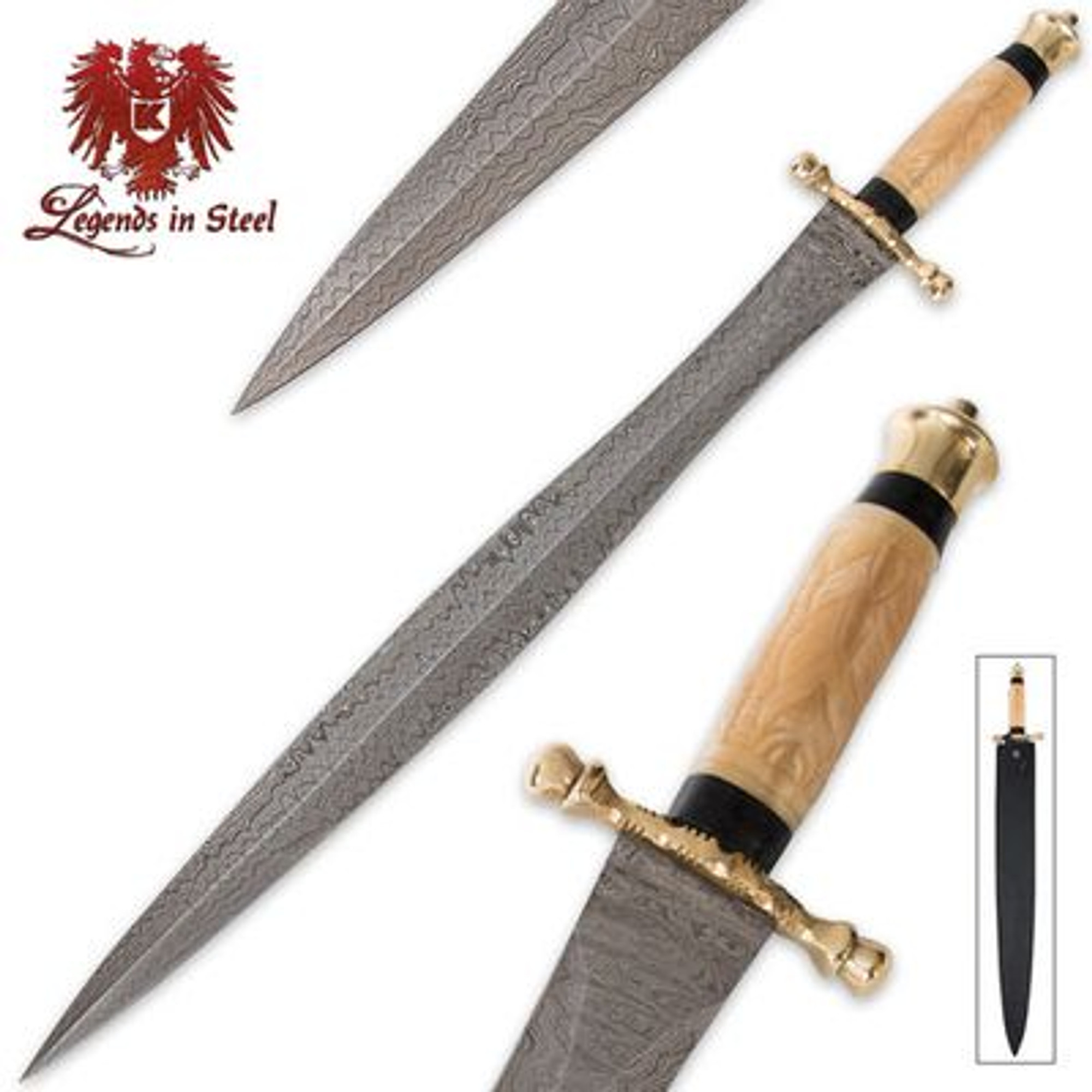 Legends In Steel Persian Carved Bone & Damascus Steel Sword