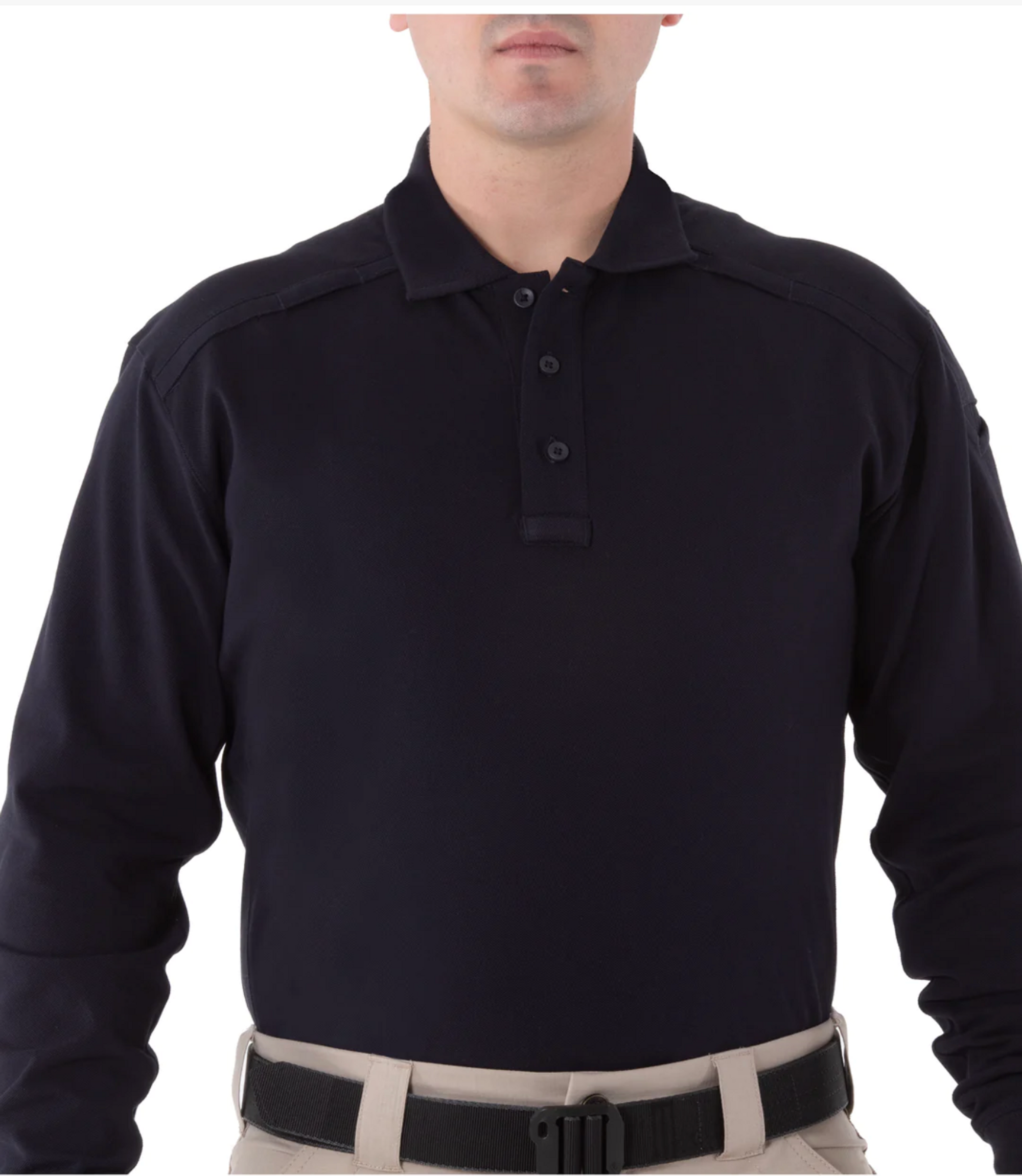 First Tactical Men's Cotton L/S Polo - Midnight Navy