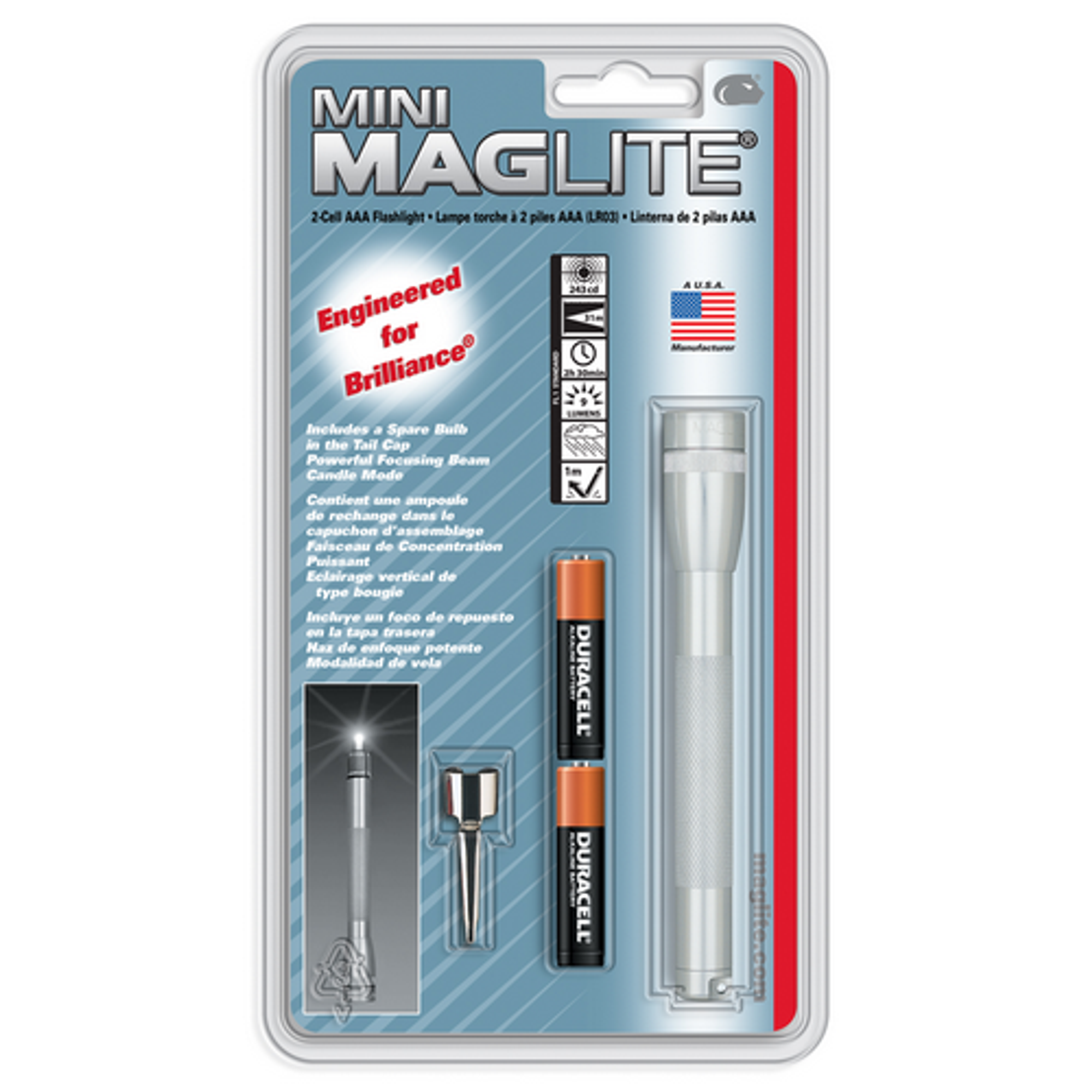 Mini Maglite 2 Aaa-cell Flashlight W/ Pocket Clip
