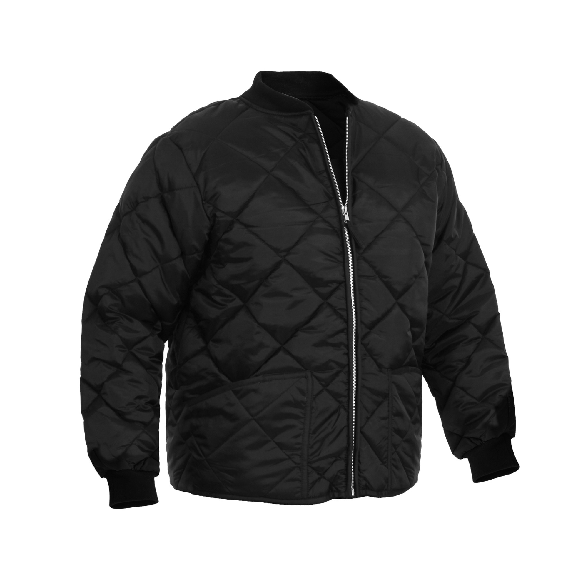 Rothco Diamond Nylon Quilted Flight Jacket - Black