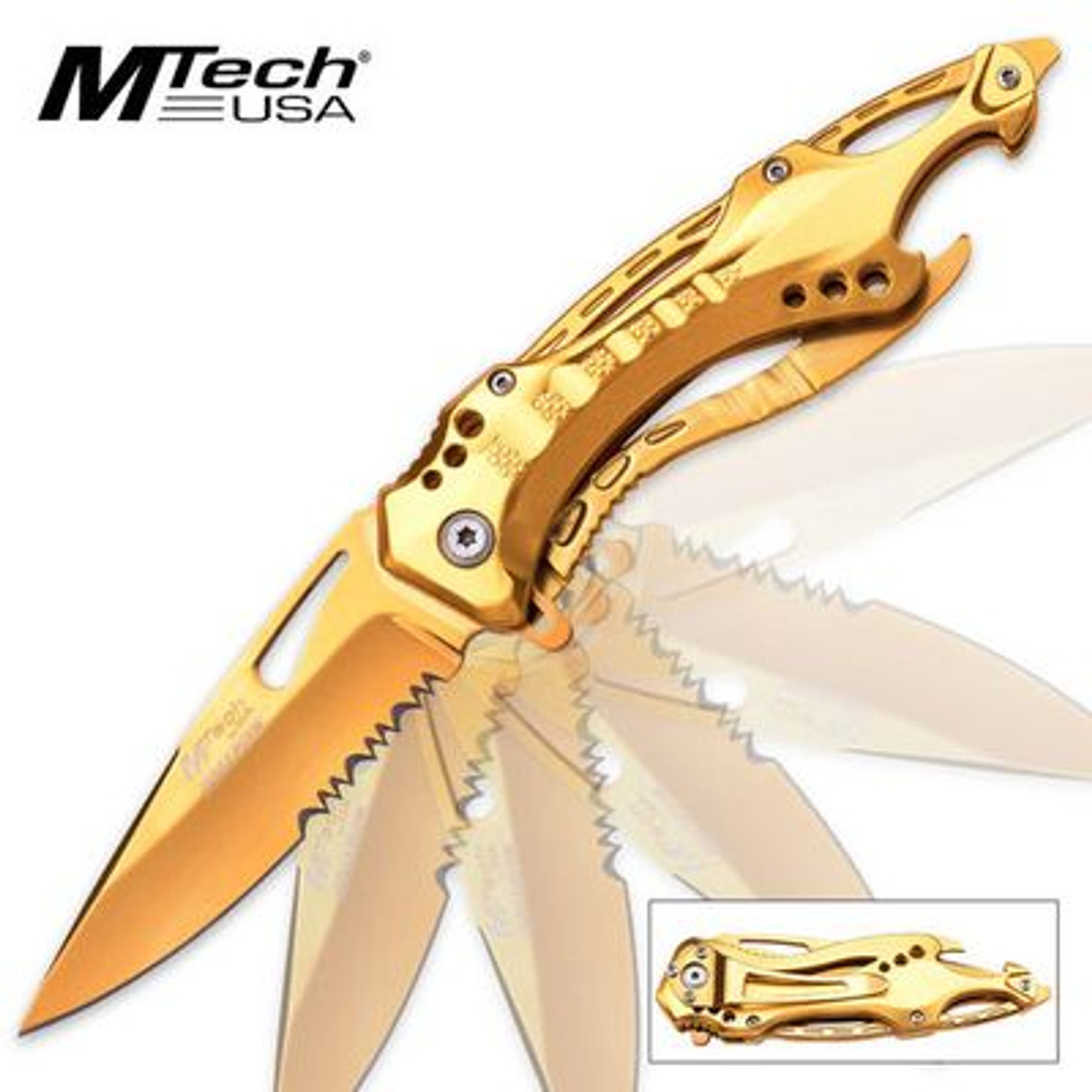 MTech Ballistic Assisted Opening Gold Tactical Folding Knife