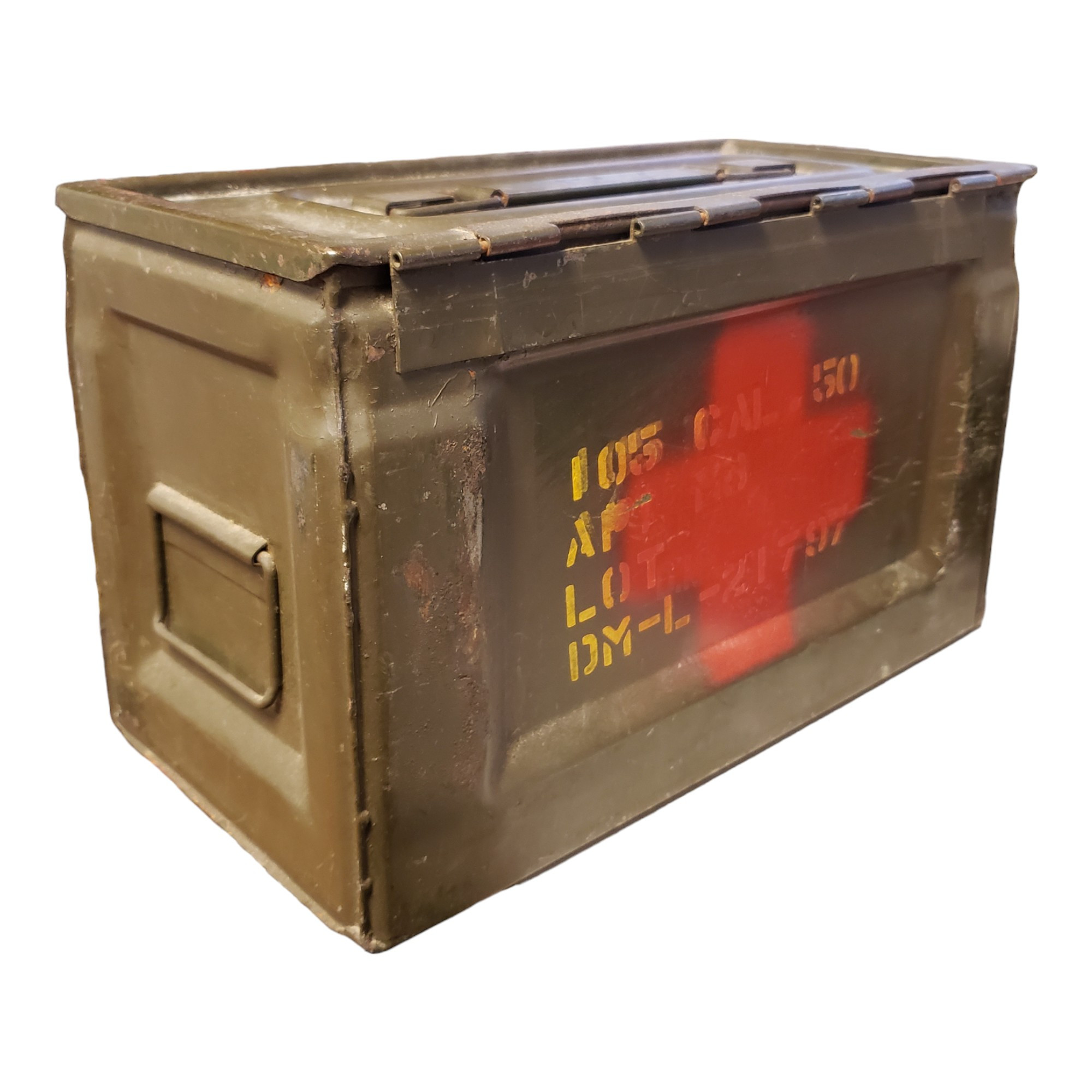 WW2 U.S. Armed Forces .50 Ammo Can W/ Red Cross Painted