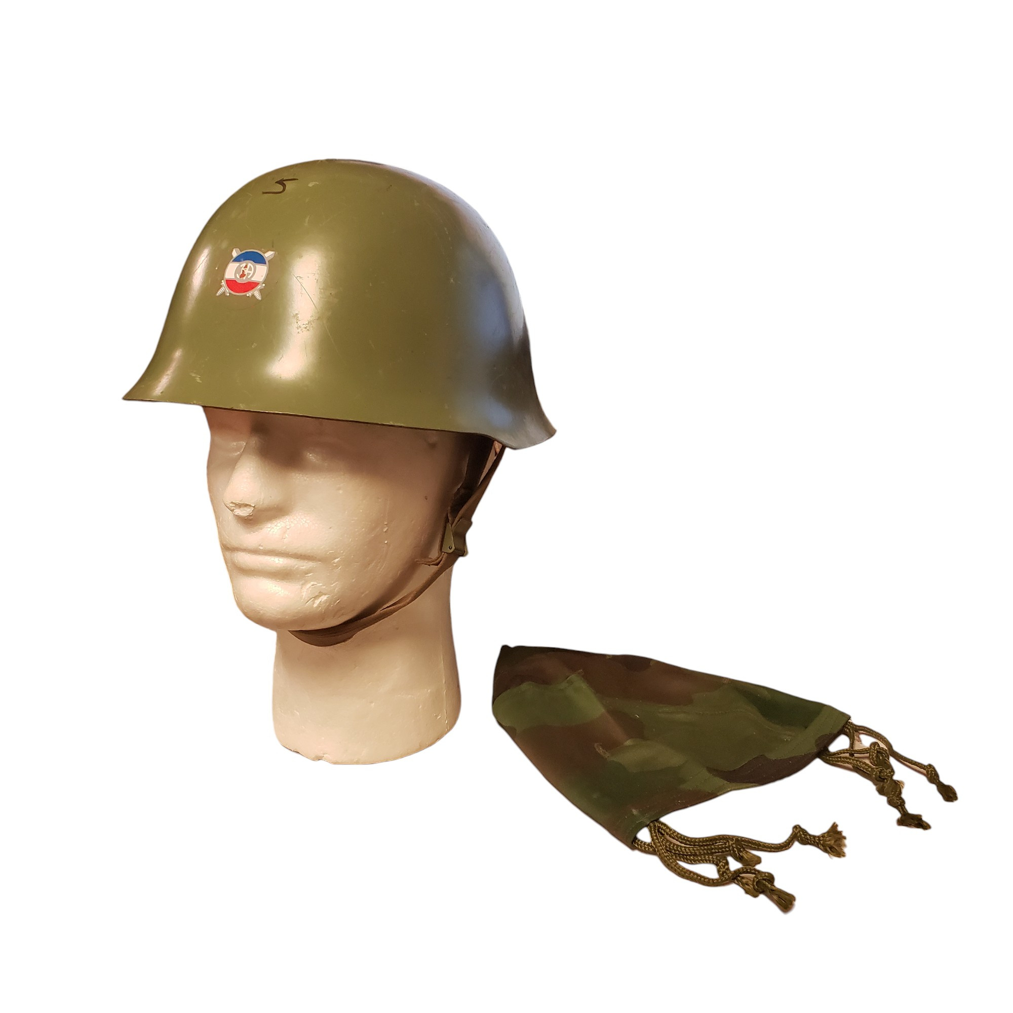 Yugoslav People's Army M59/85 Helmet Post 1991 & Early Serbian Republic W/ Helmet Cover