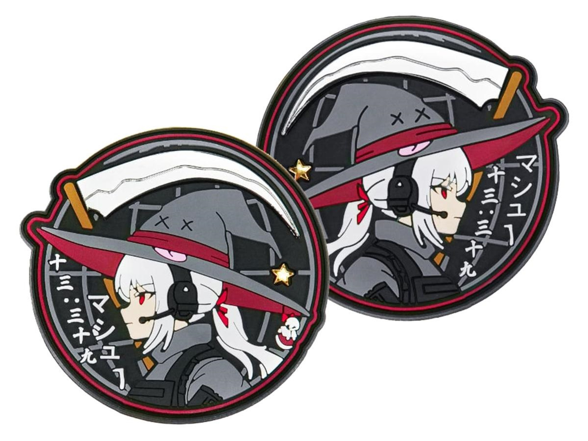 KTACTICAL "Reaper Scythe Witch Anime Girl" PVC / Metal Morale Patch Set