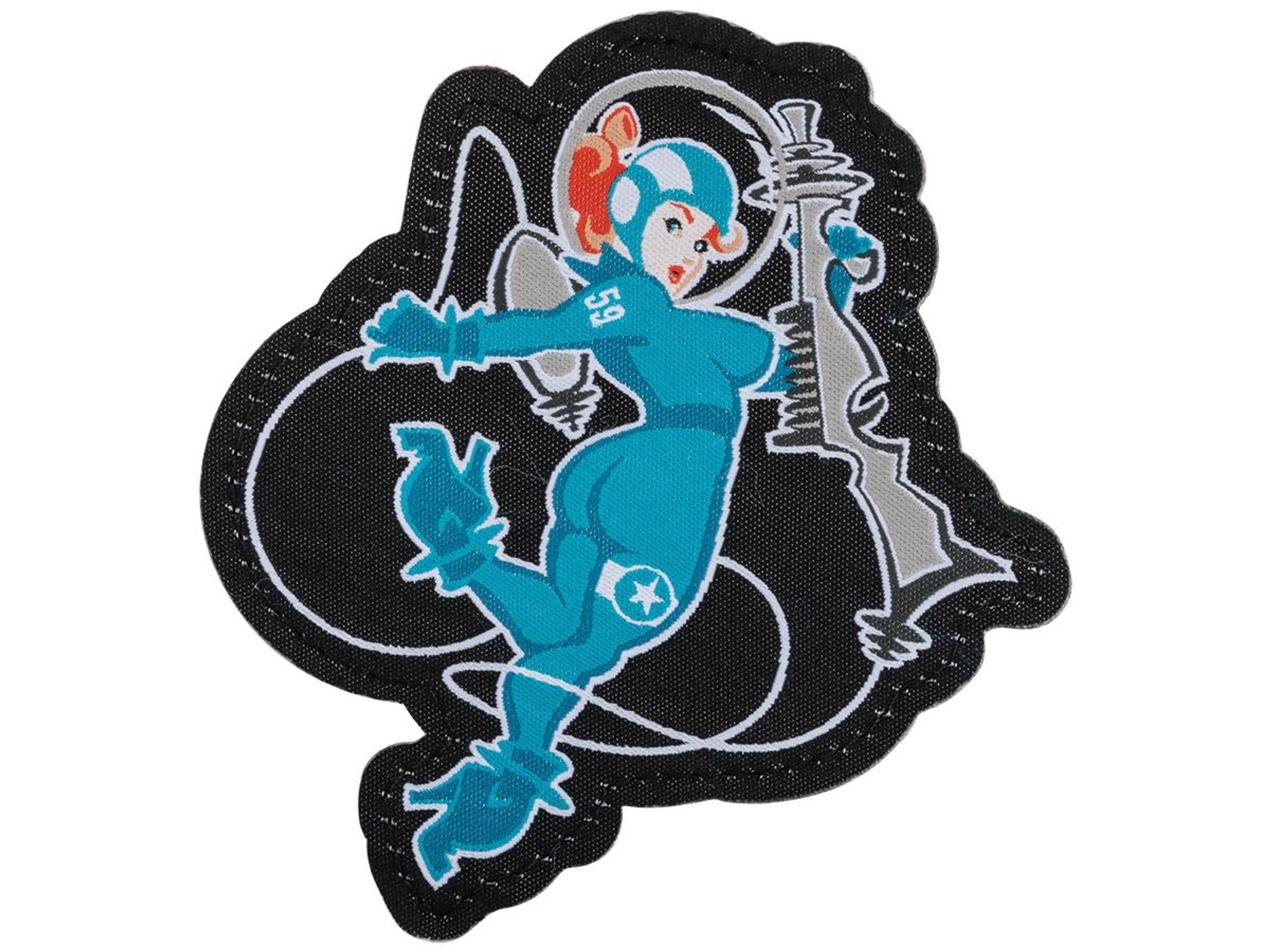 MIL-SPEC Monkey "Space Girl 1" Embroidered Morale Patch (Color: Blue)