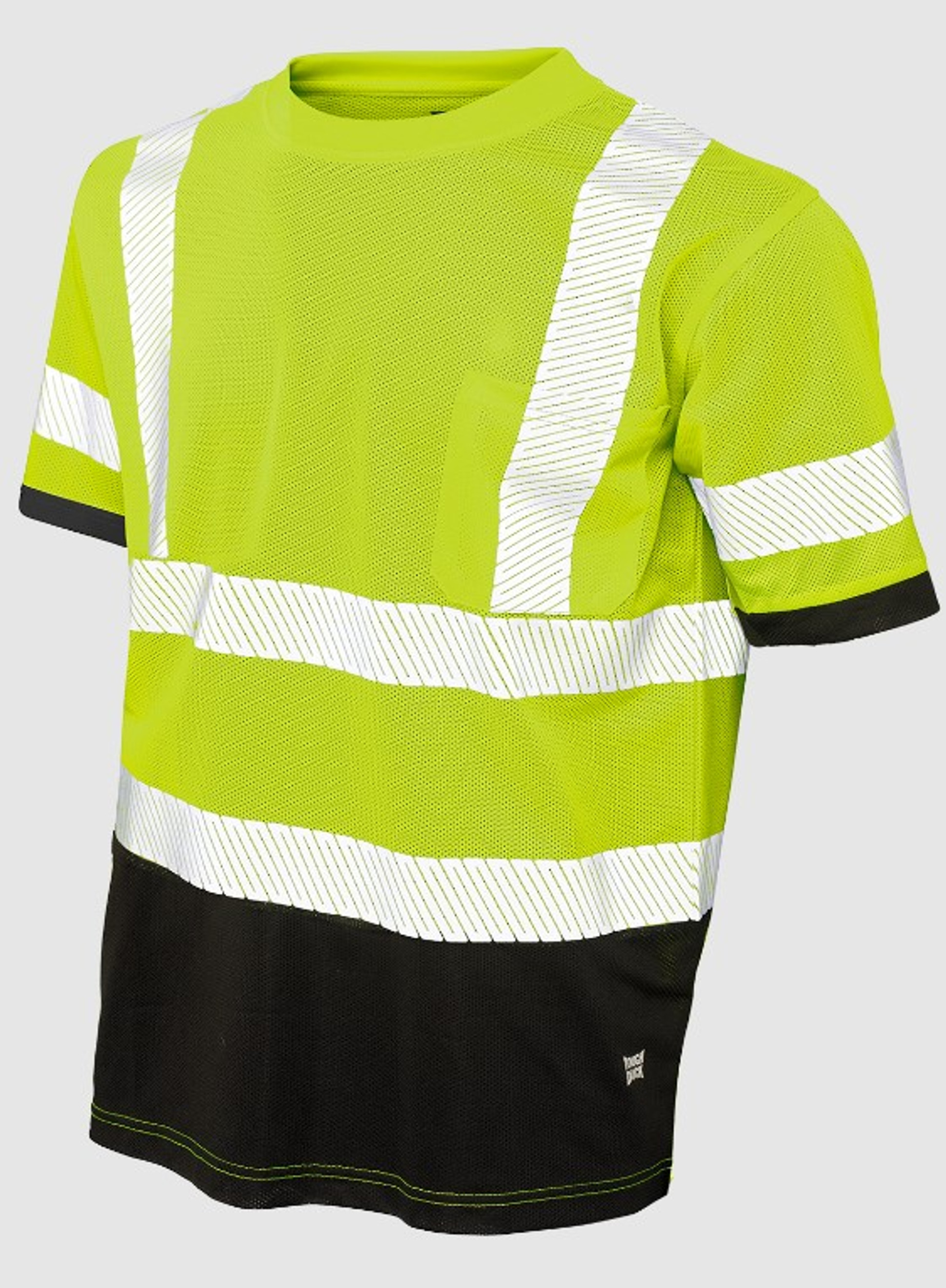 Micro Mesh Short Sleeve Safety T-Shirt with Pocket (Fluorescent Green and Black)