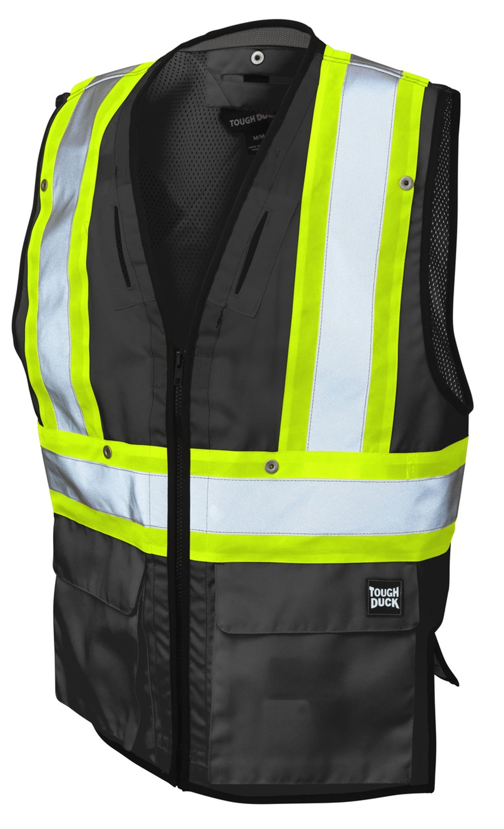 Poly Twill Harness Compatible Safety Vest (Black)